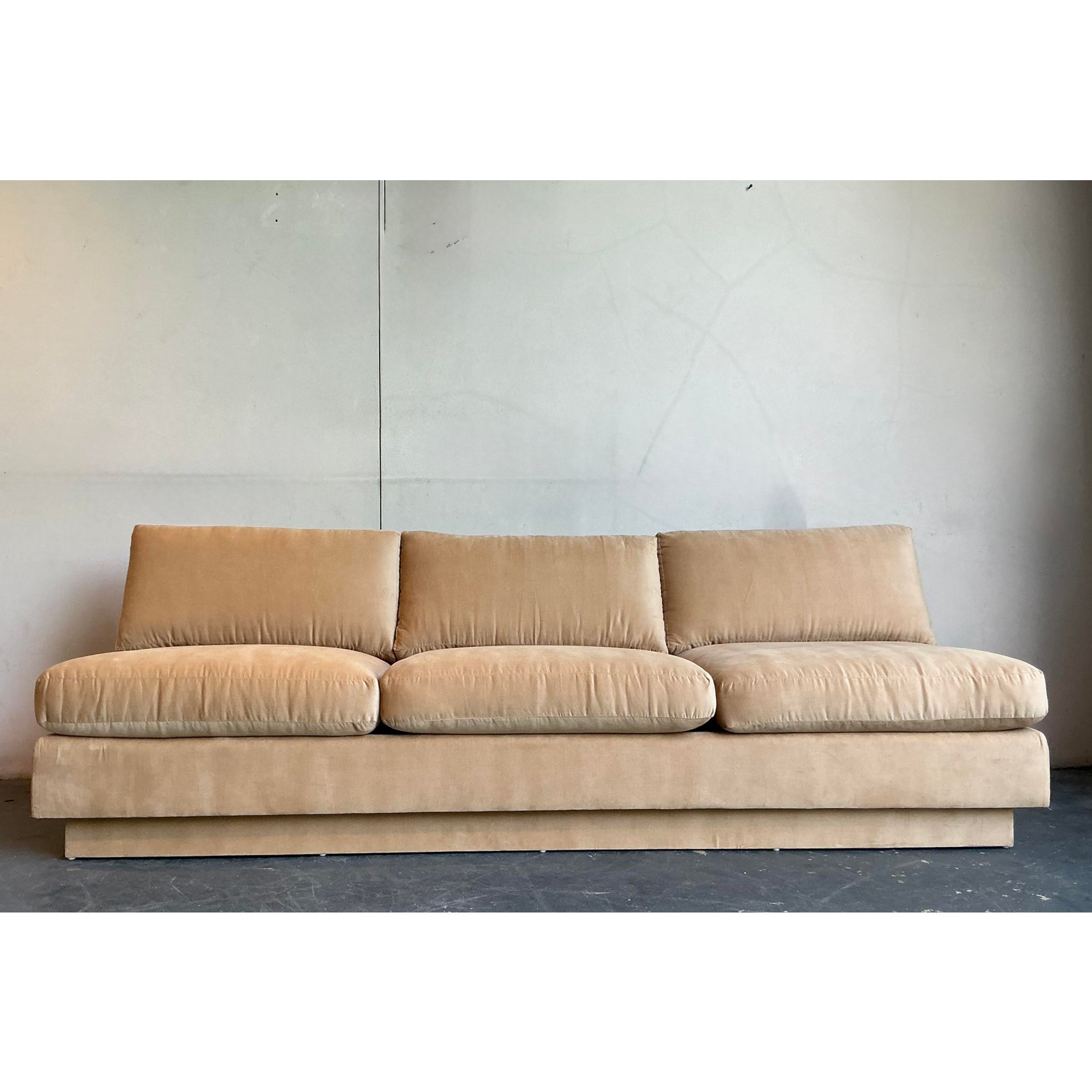 Vintage Boho Camel Slipper Sofa - Top view