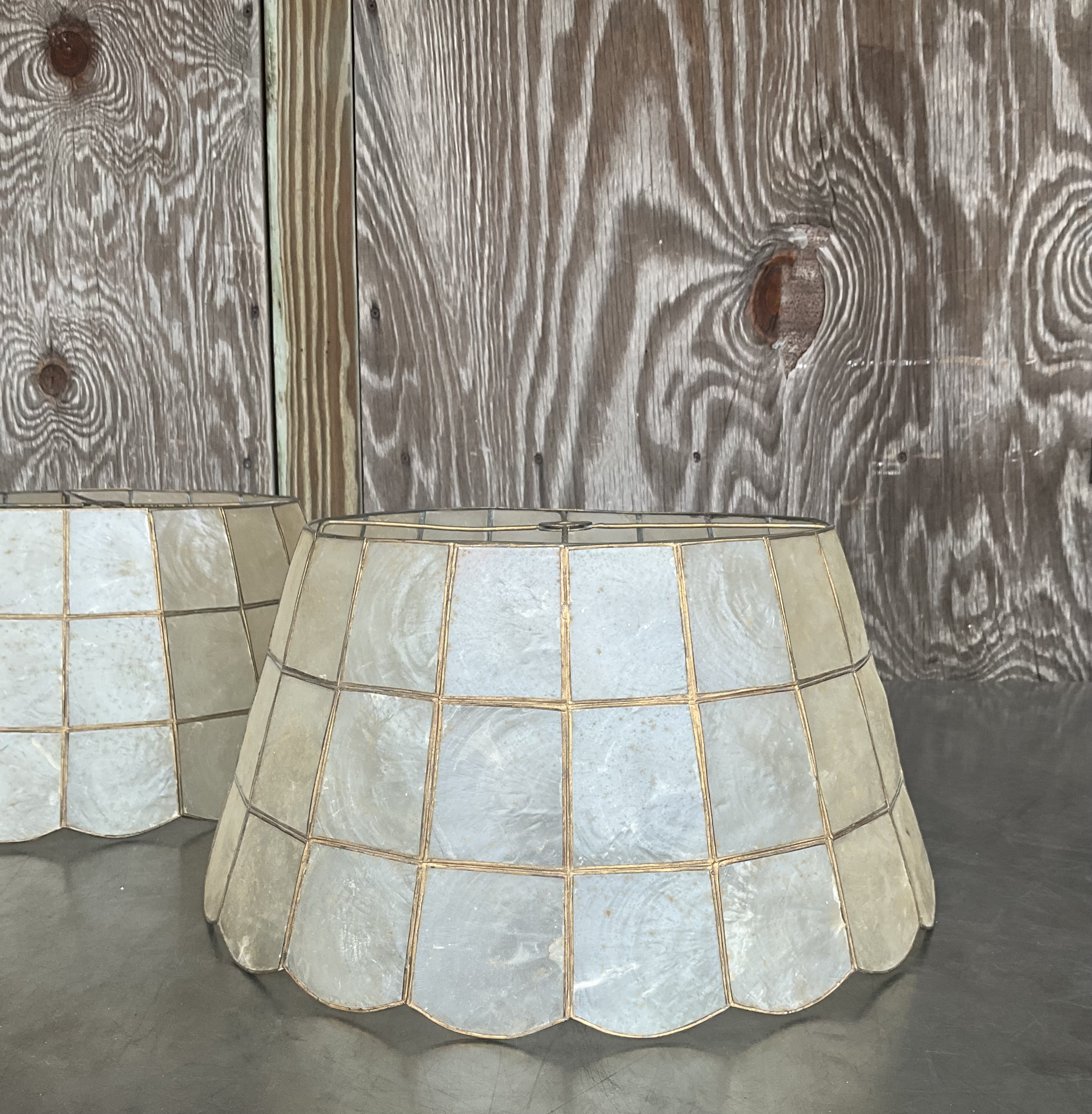 Vintage Boho Capiz Shell Lamp Shades- a Pair - Top view