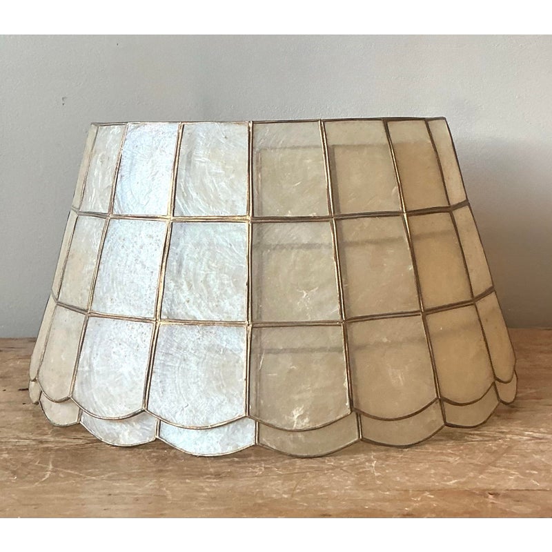 Vintage Boho Capiz Shell Lampshades - A Pair - Detail view