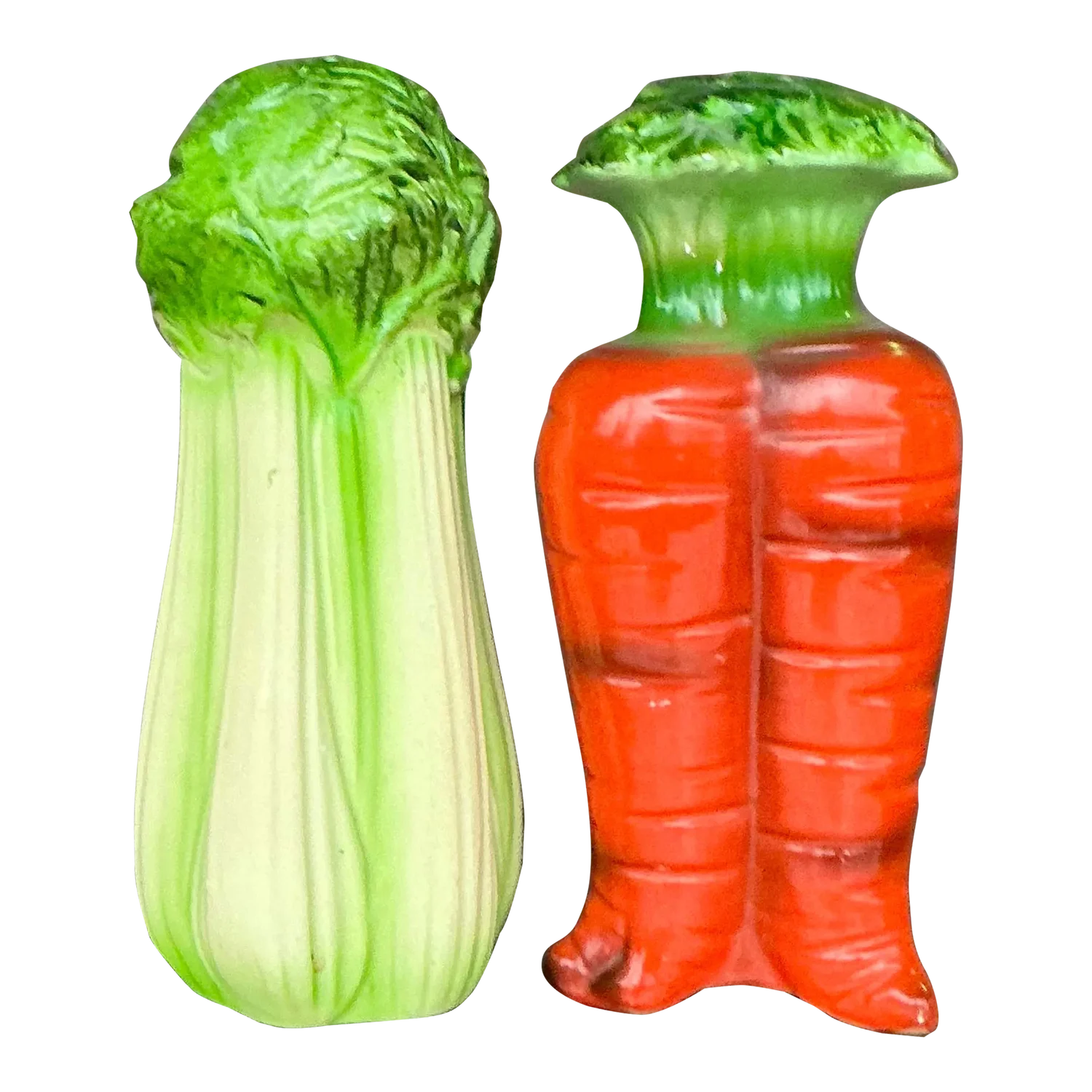 Vintage Boho Carrots and Celery Salt and Pepper Shaker Set - Detail view