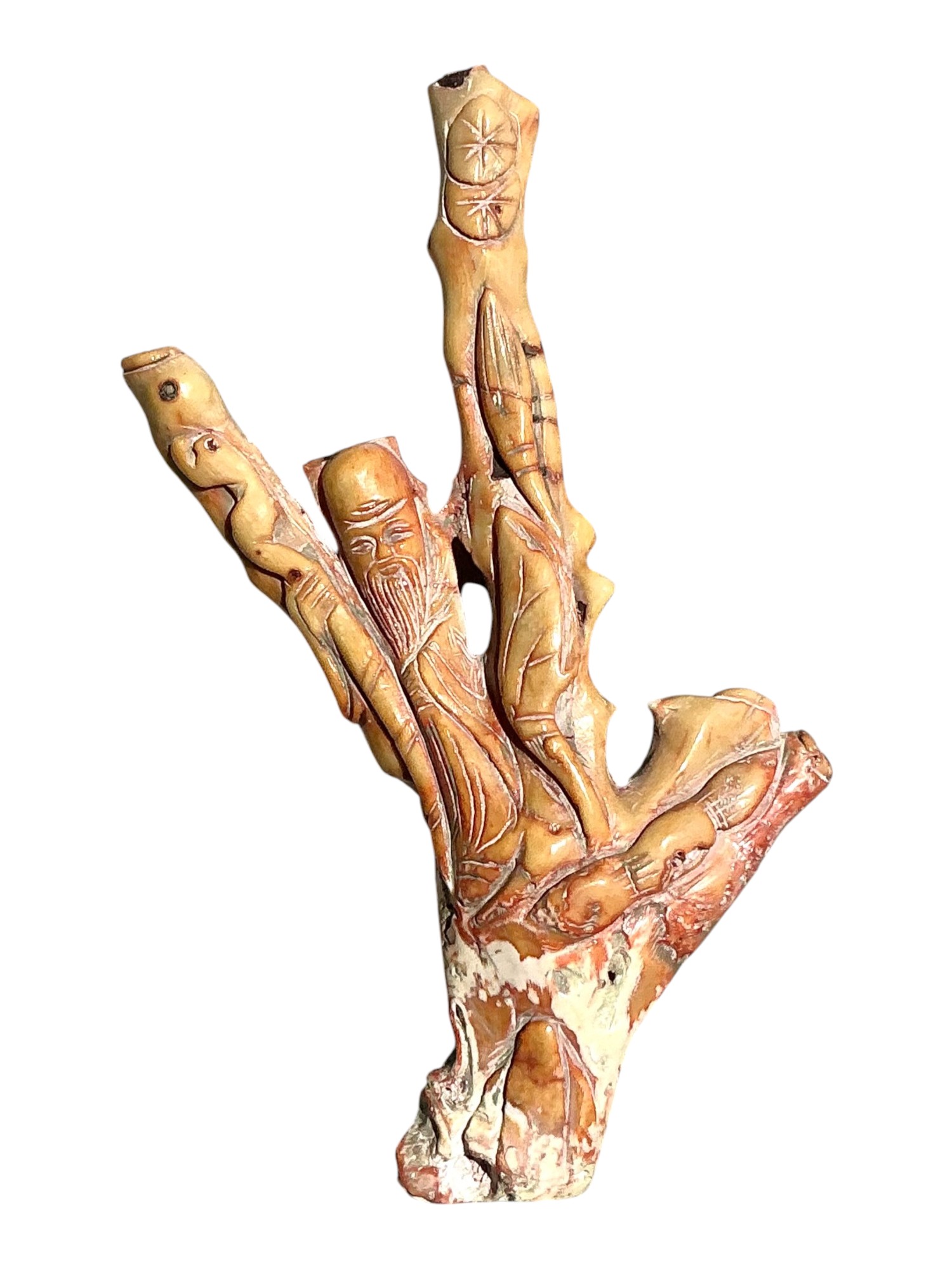 Vintage Boho Carved Coral Branch - Detail view