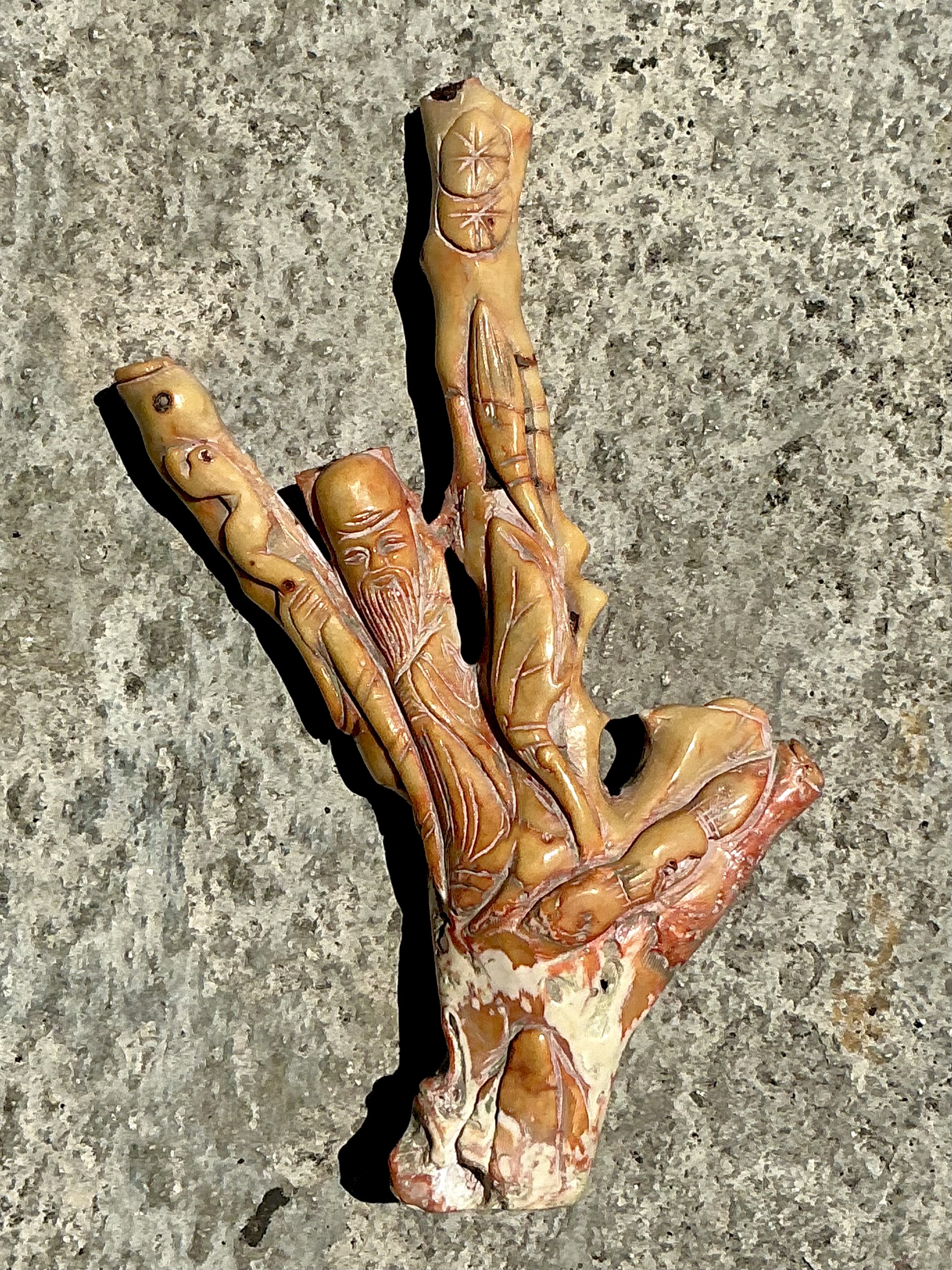 Vintage Boho Carved Coral Branch - Side view