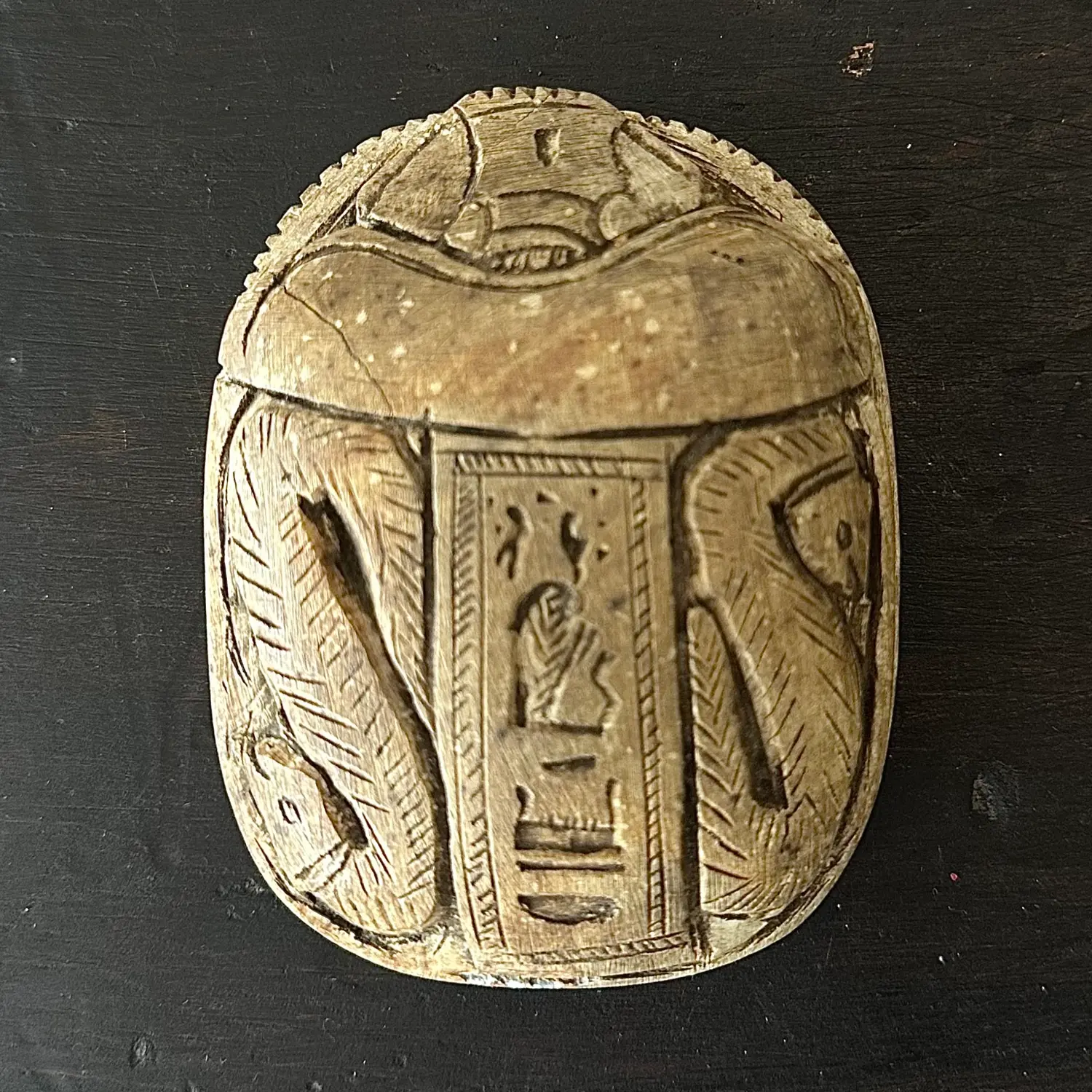 Vintage Boho Carved Egyptian Scarabs - Set of 3 - Detail view