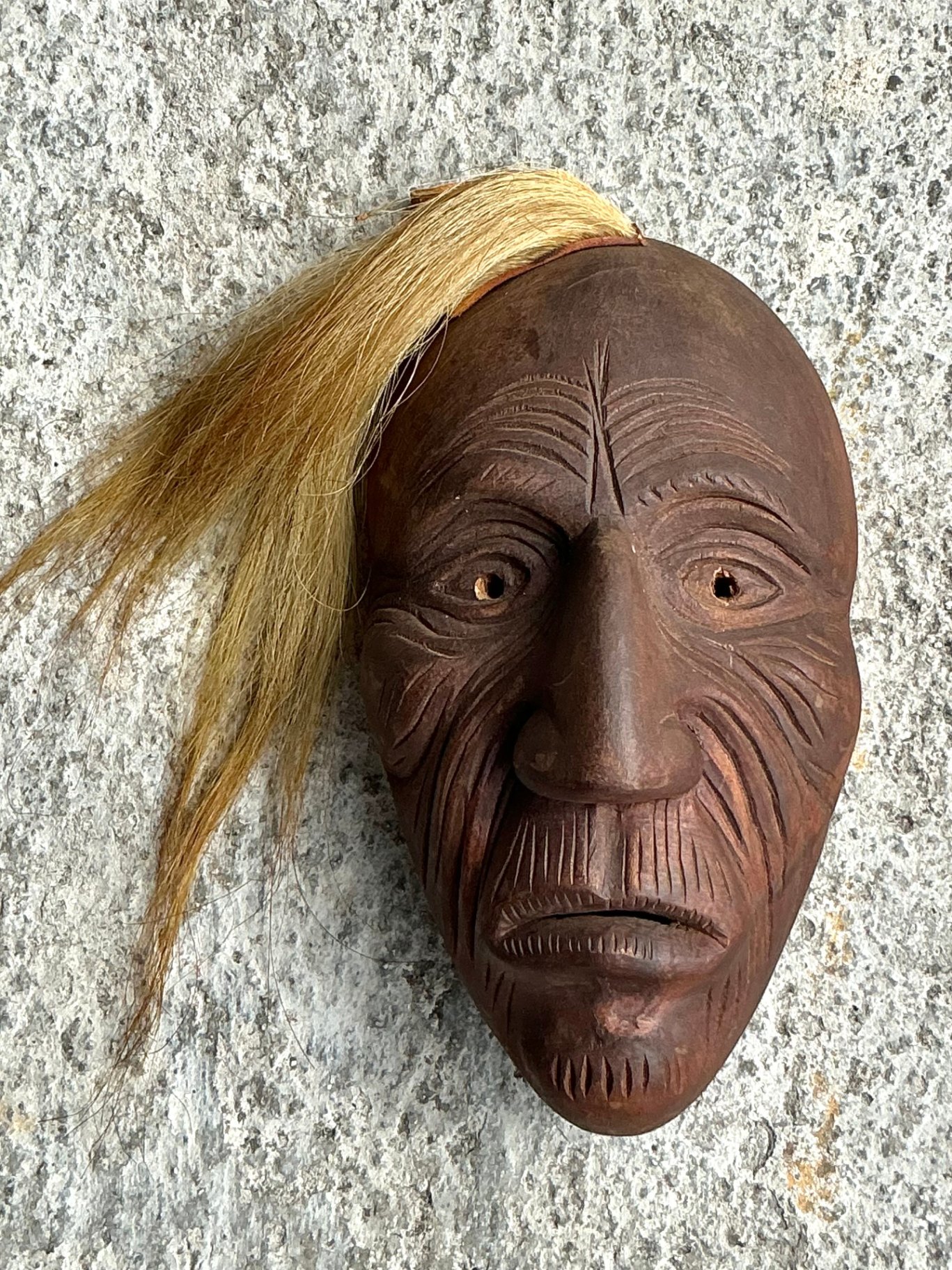 Vintage Boho Carved Face Mask - Detail view