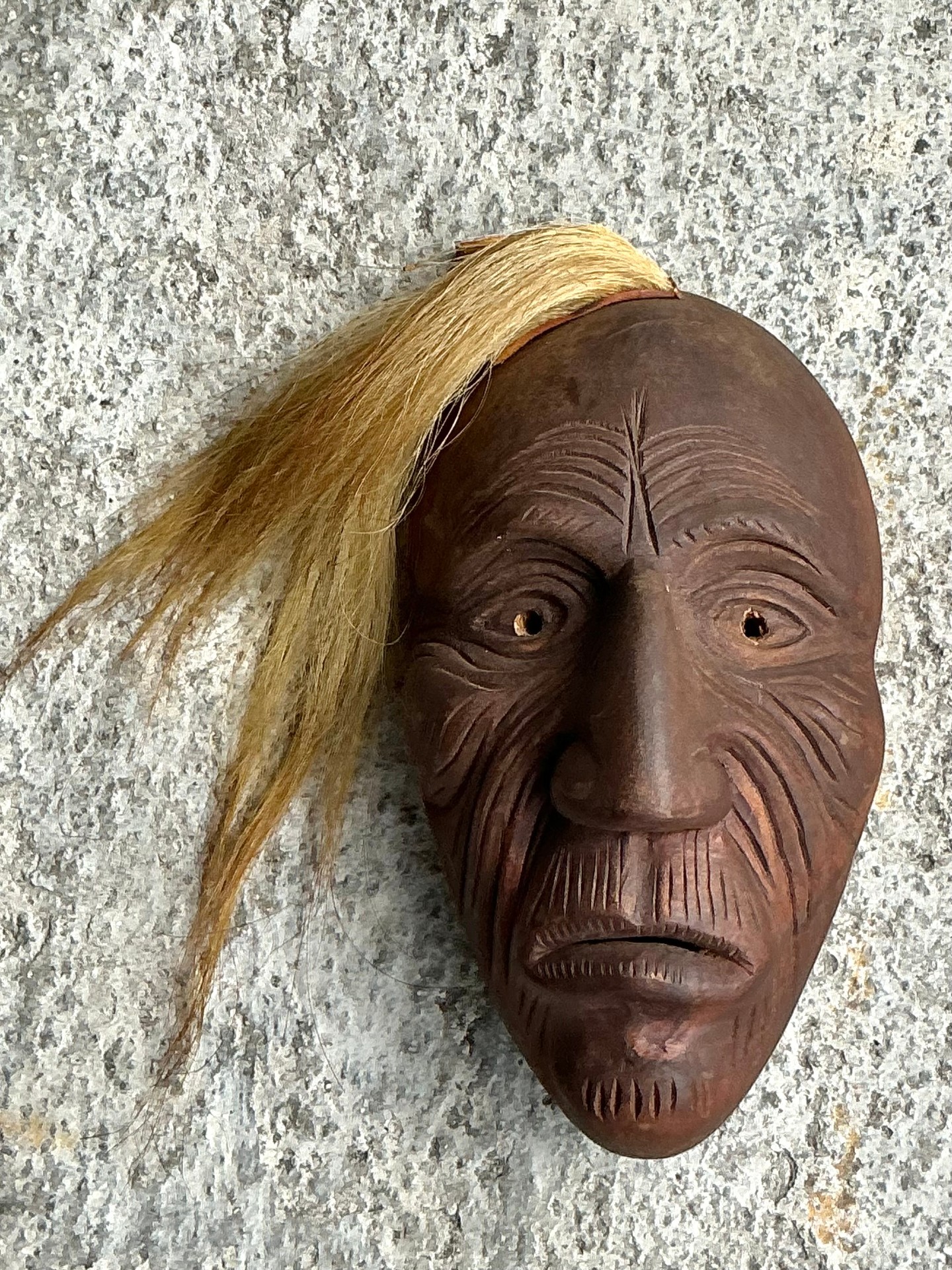 Vintage Boho Carved Face Mask - Back view