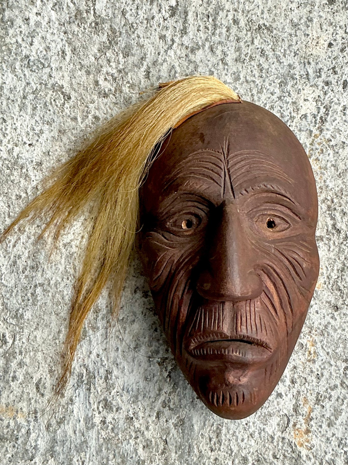 Vintage Boho Carved Face Mask - Side view