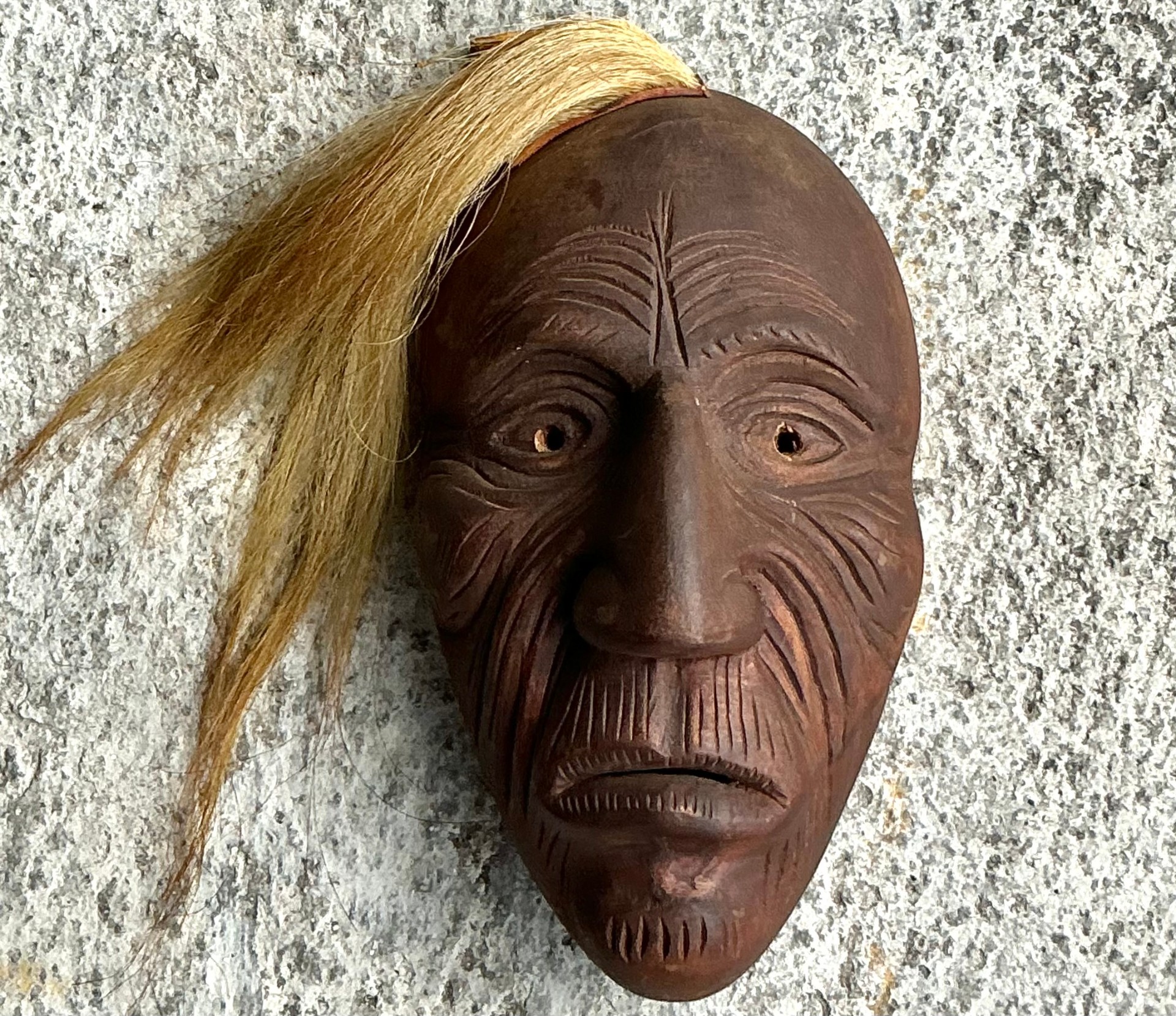 Vintage Boho Carved Face Mask - Top view