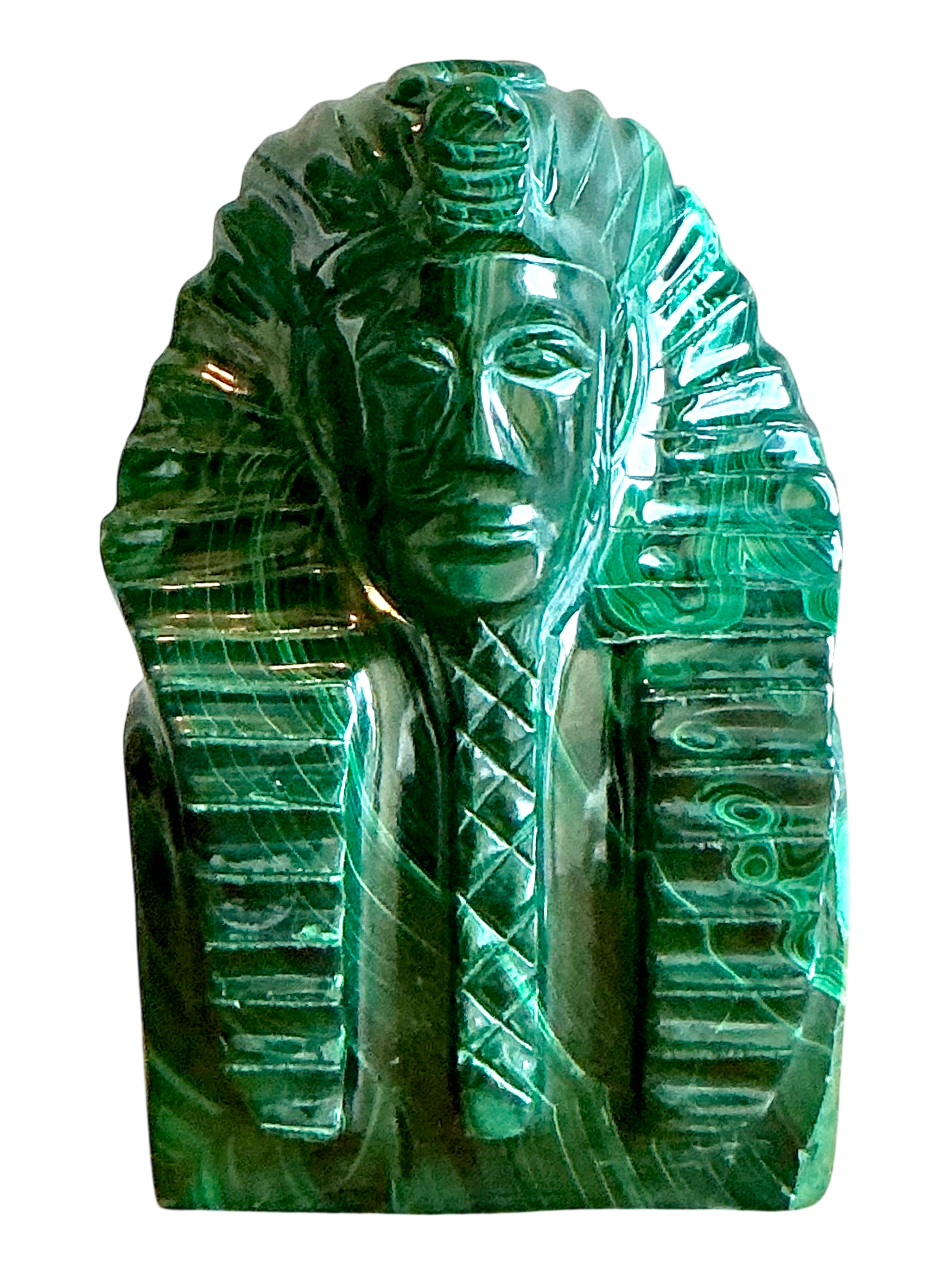 Vintage Boho Carved Malachite King Tut