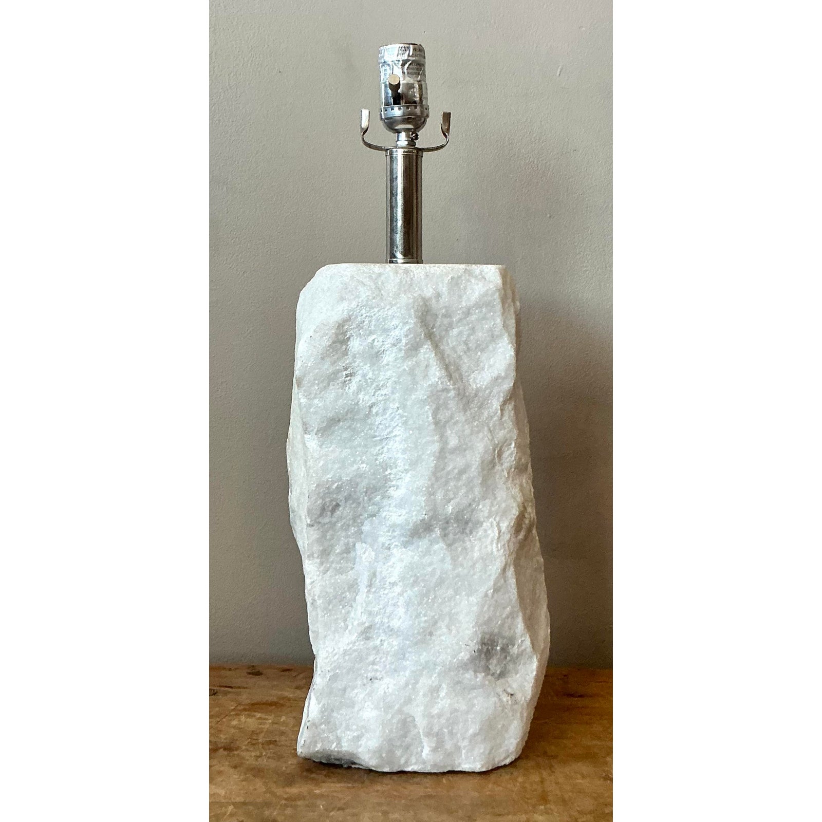 Vintage Boho Carved Marble Lamp - Side view