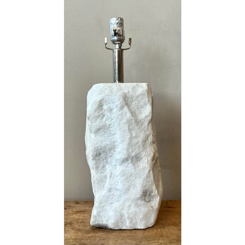 Vintage Boho Carved Marble Lamp - Back view