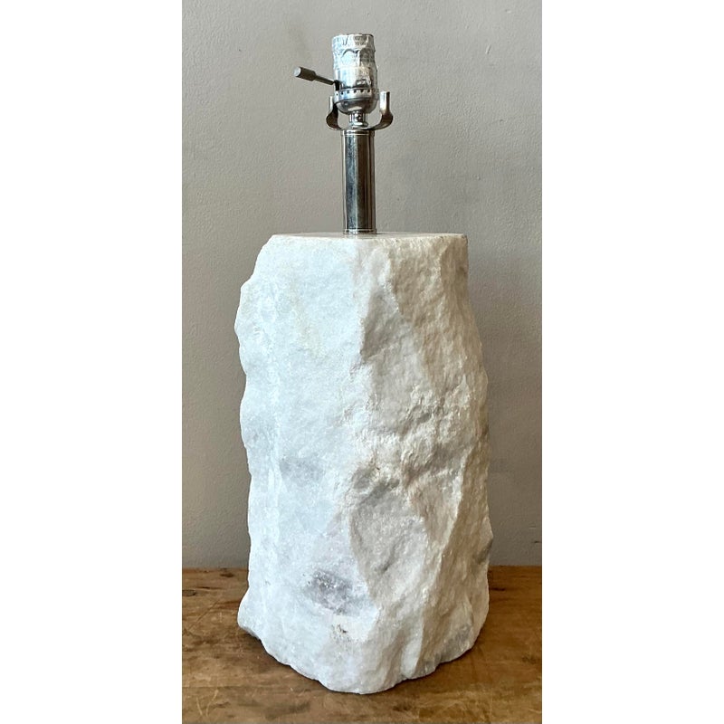 Vintage Boho Carved Marble Lamp - Top view
