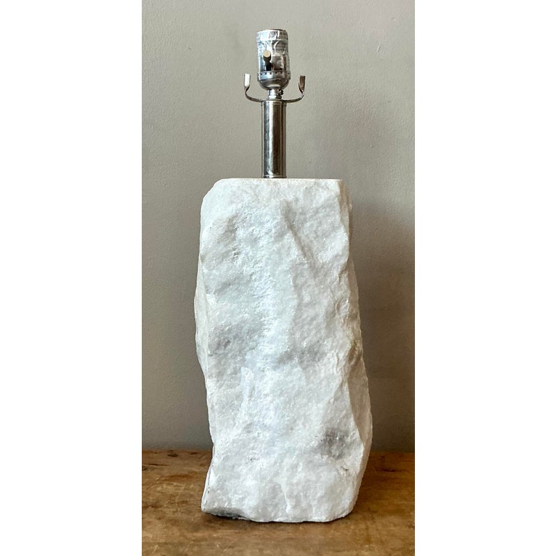 Vintage Boho Carved Marble Lamp - Detail view