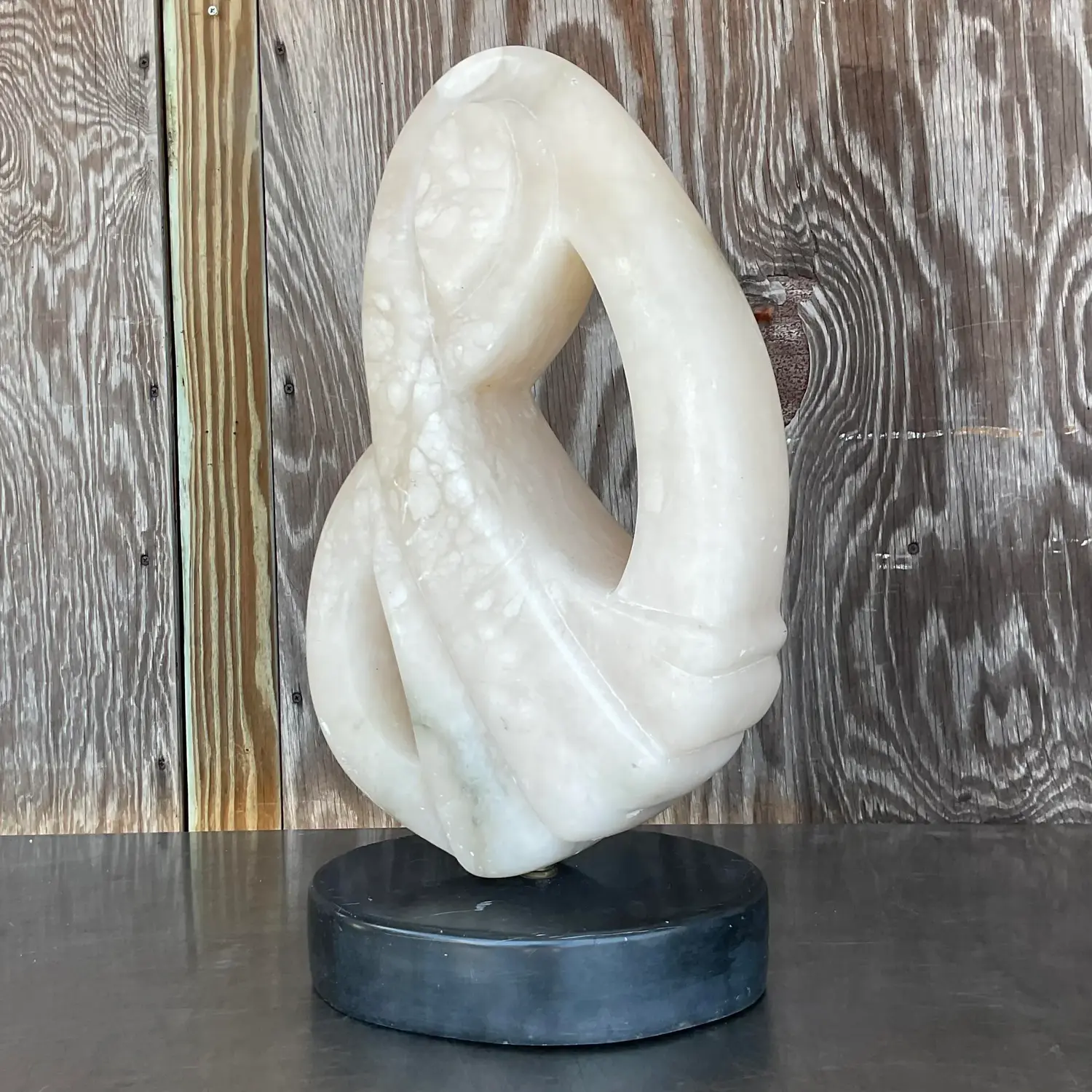 Vintage Boho Carved Stone Abstract Sculpture - Top view