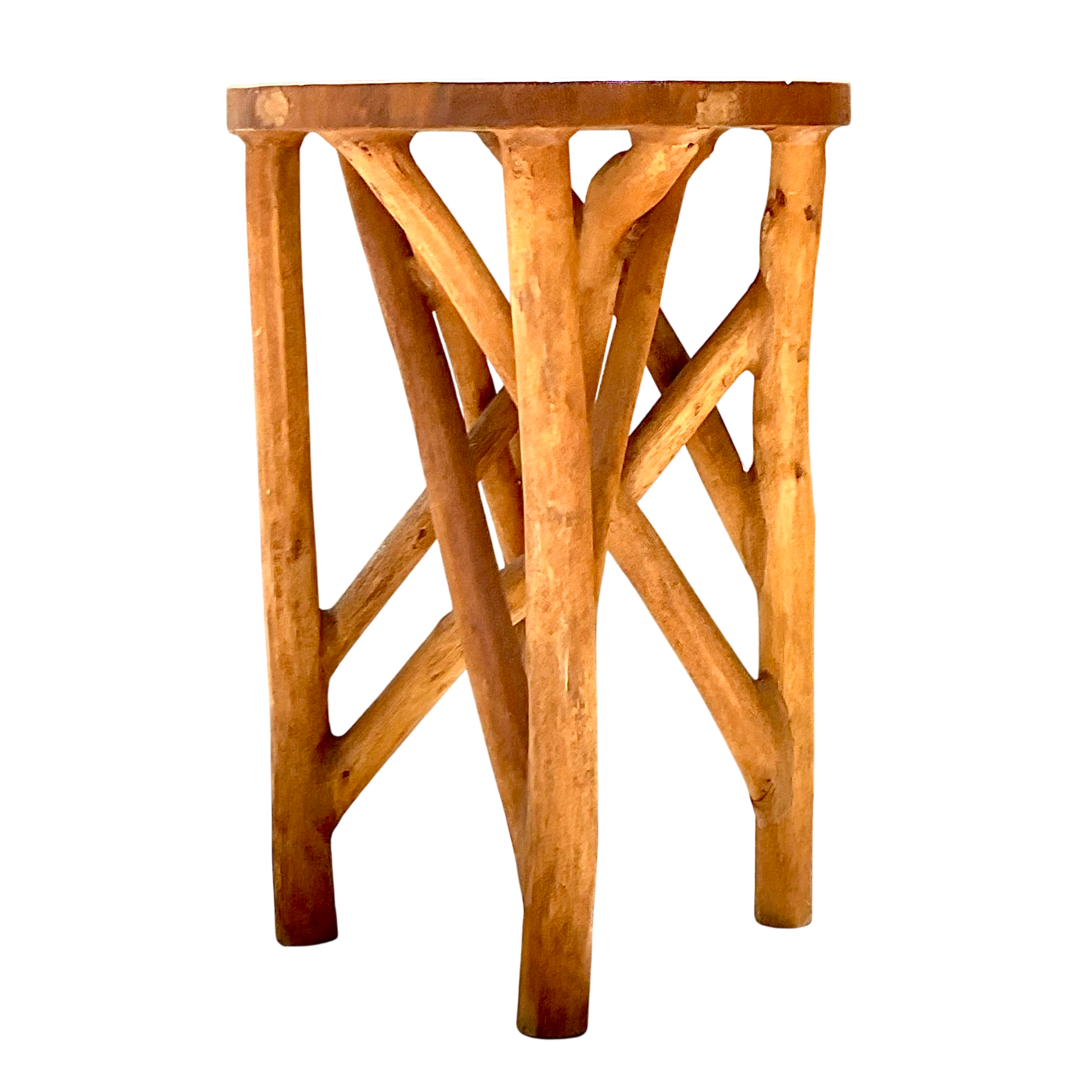 Vintage Boho Carved Wood Branch Side Table  - Detail view