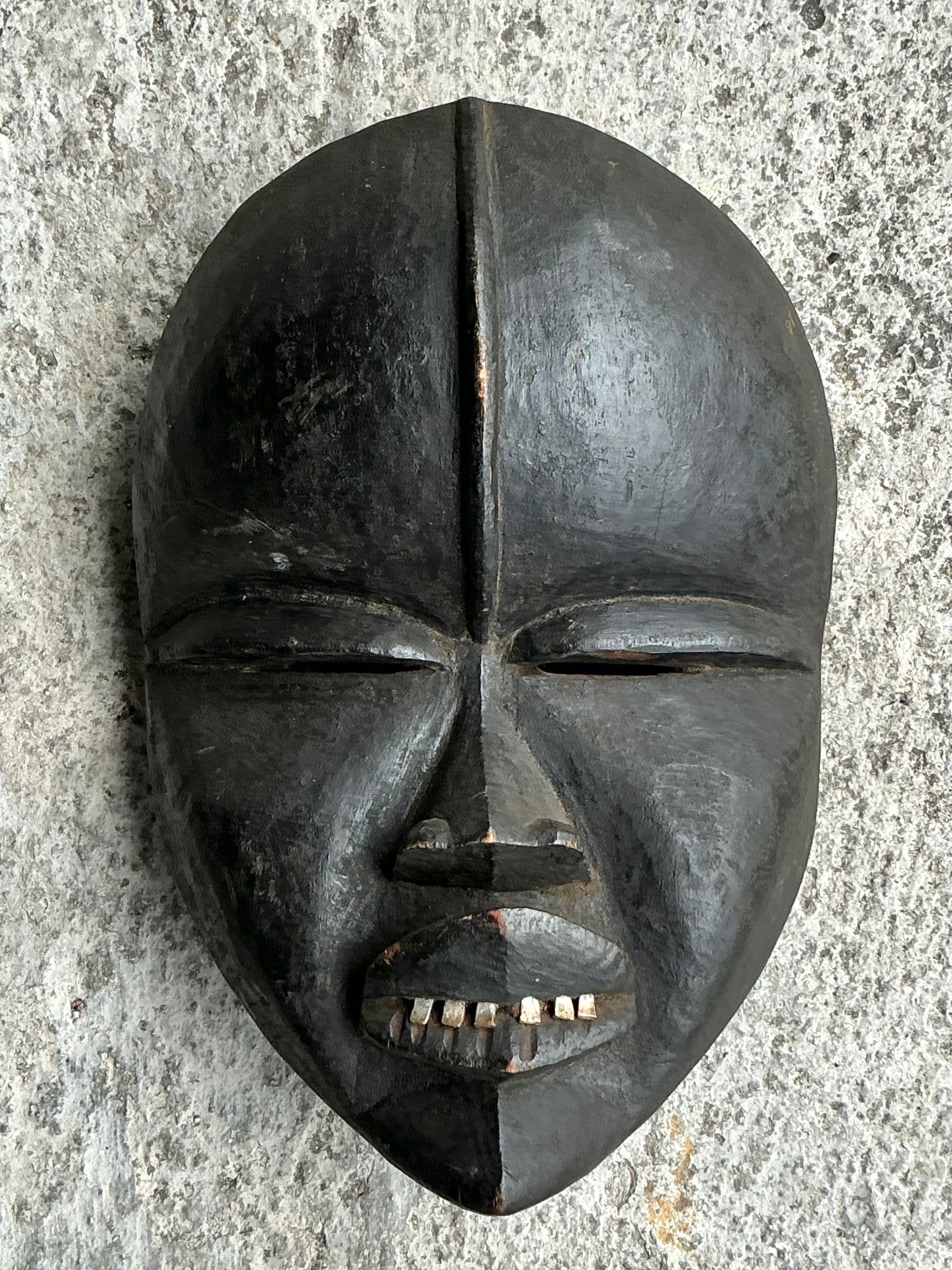 Vintage Boho Carved Wood Face Mask - Detail view