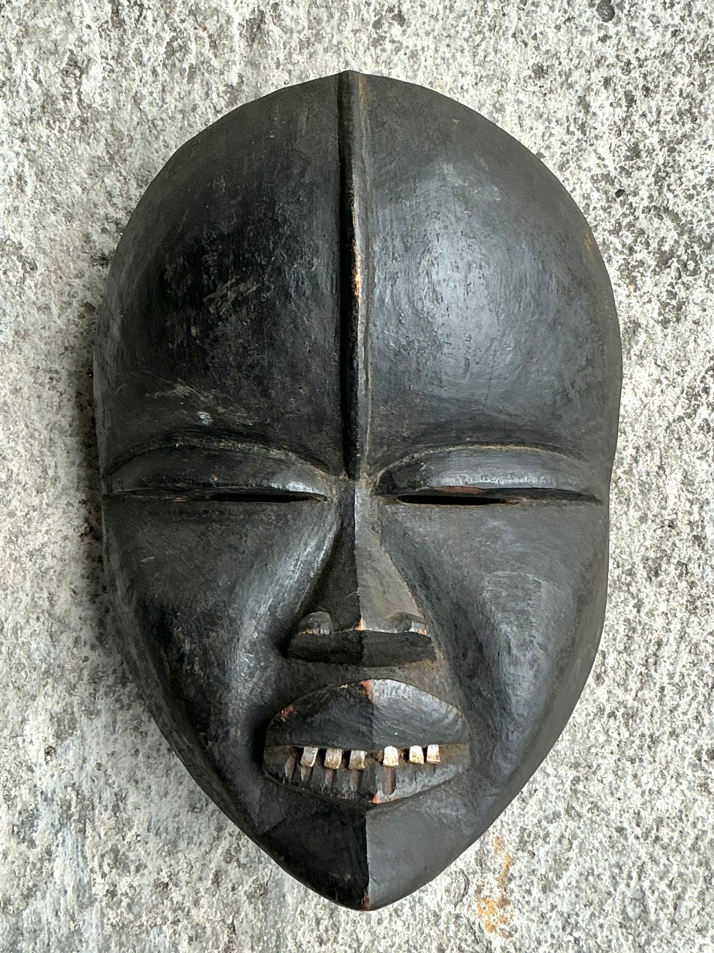Vintage Boho Carved Wood Face Mask - Side view