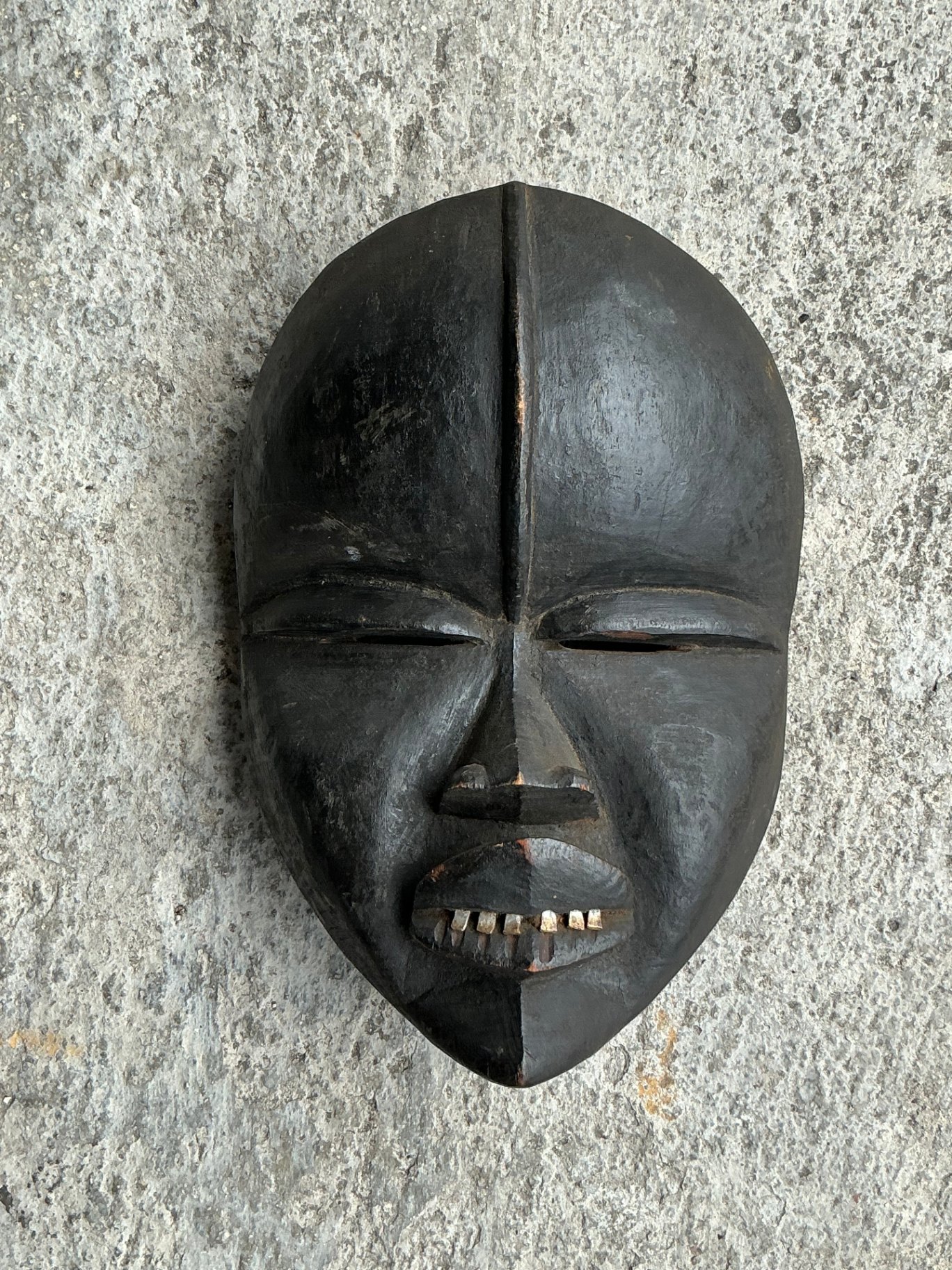 Vintage Boho Carved Wood Face Mask - Top view