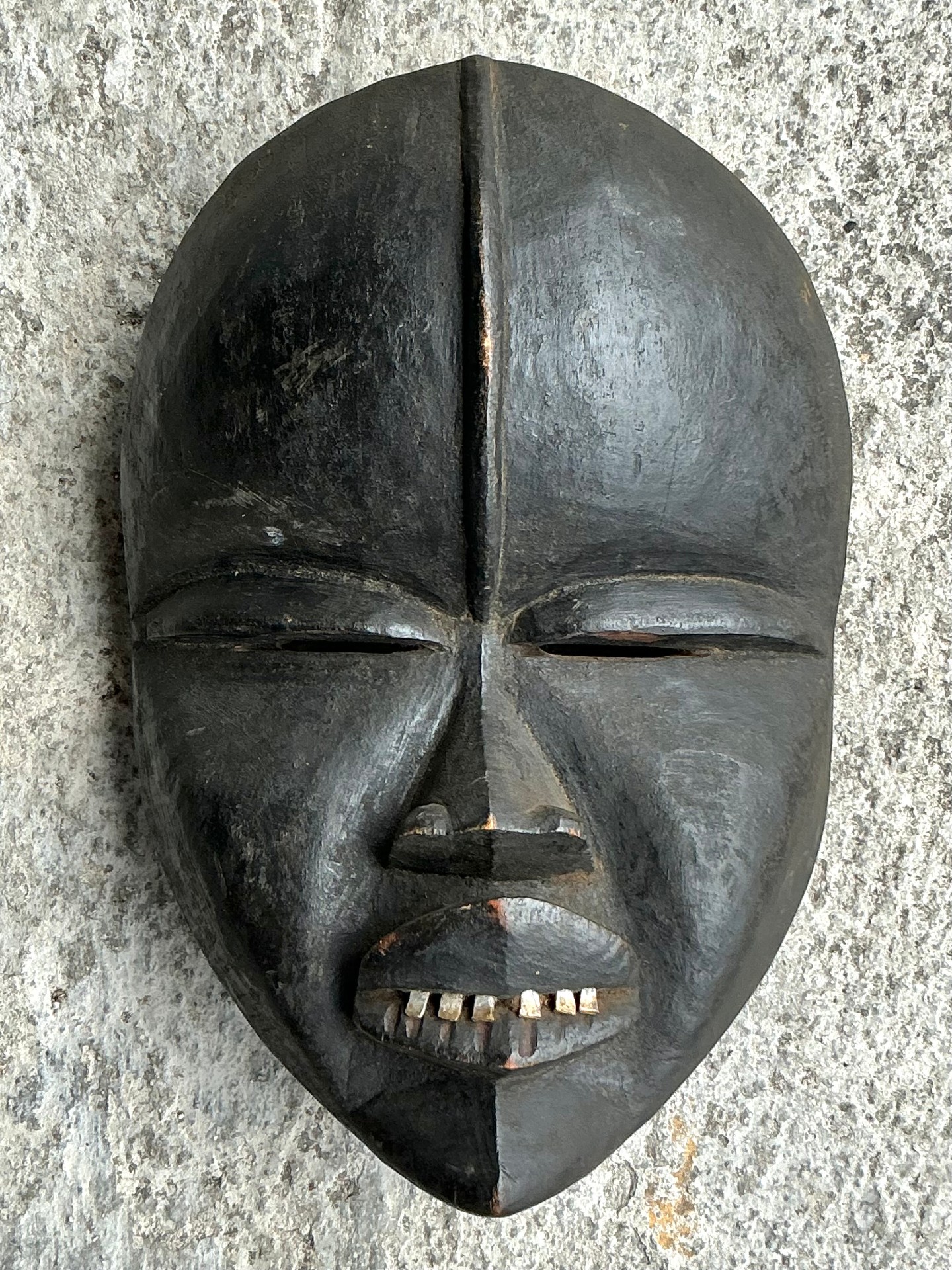 Vintage Boho Carved Wood Face Mask - Back view