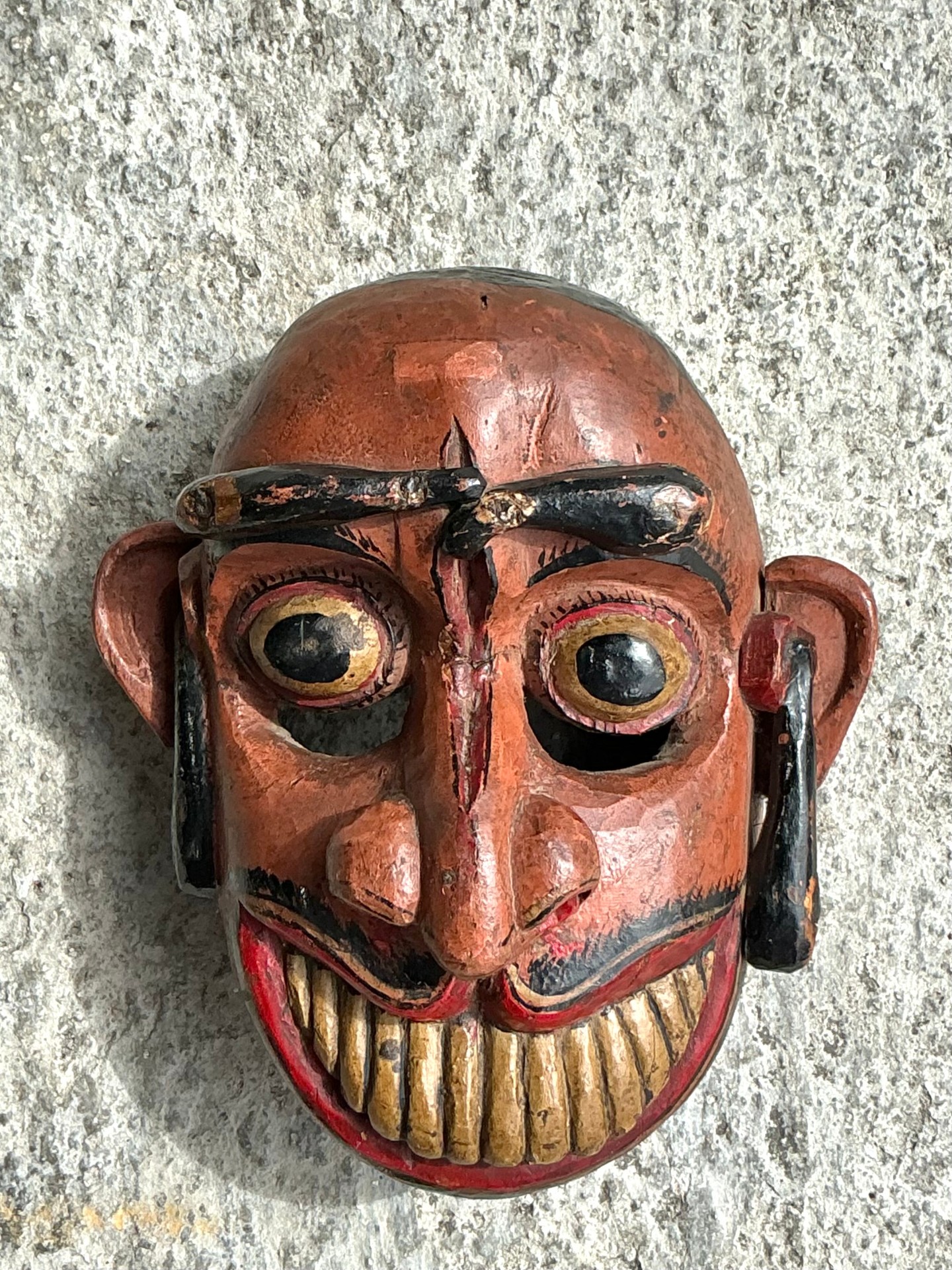 Vintage Boho Carved Wood Mask - Detail view