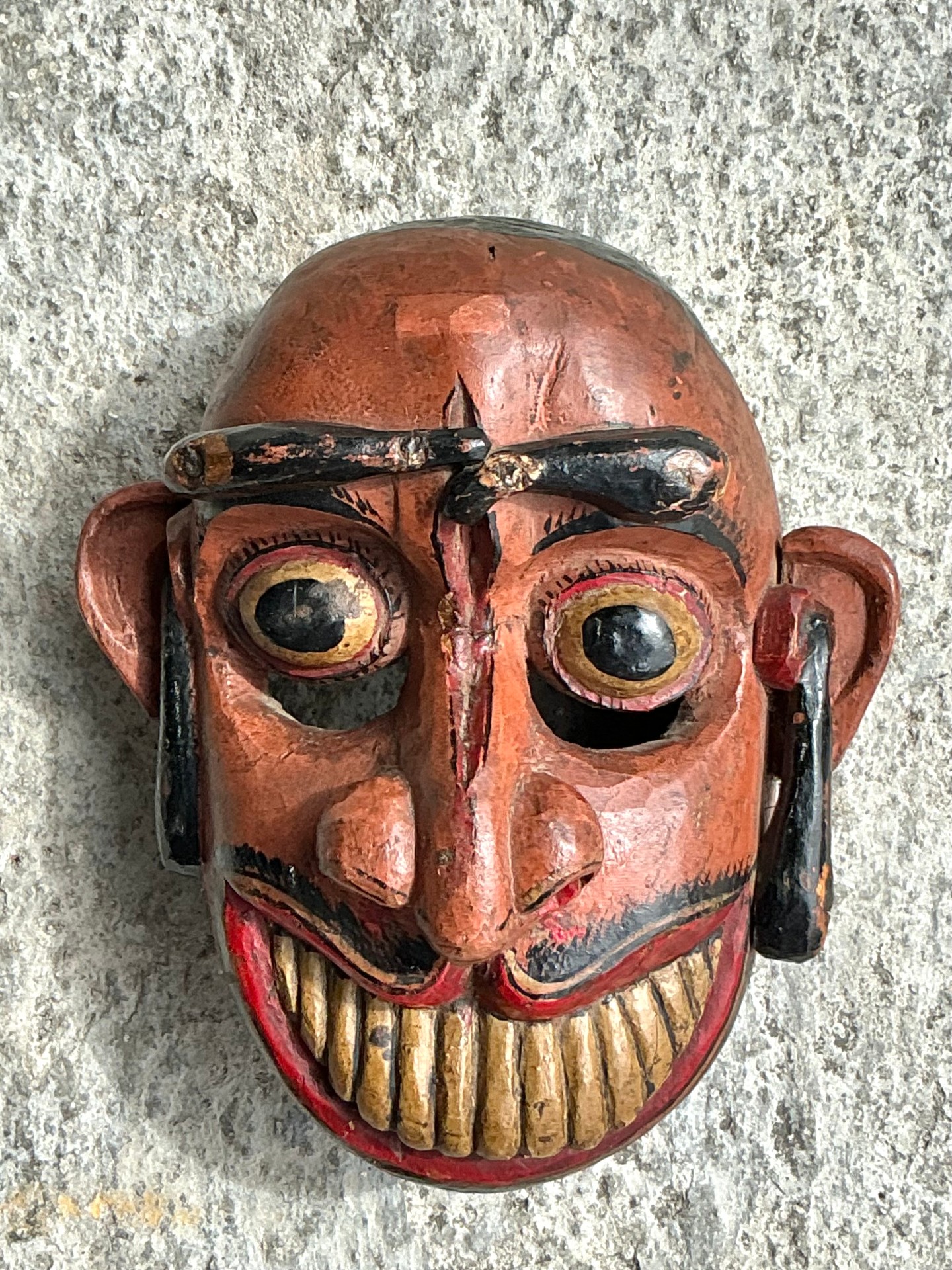 Vintage Boho Carved Wood Mask - Side view