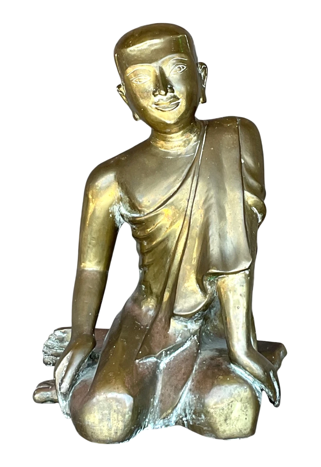 Vintage Boho Cast Brass Buddha - Detail view