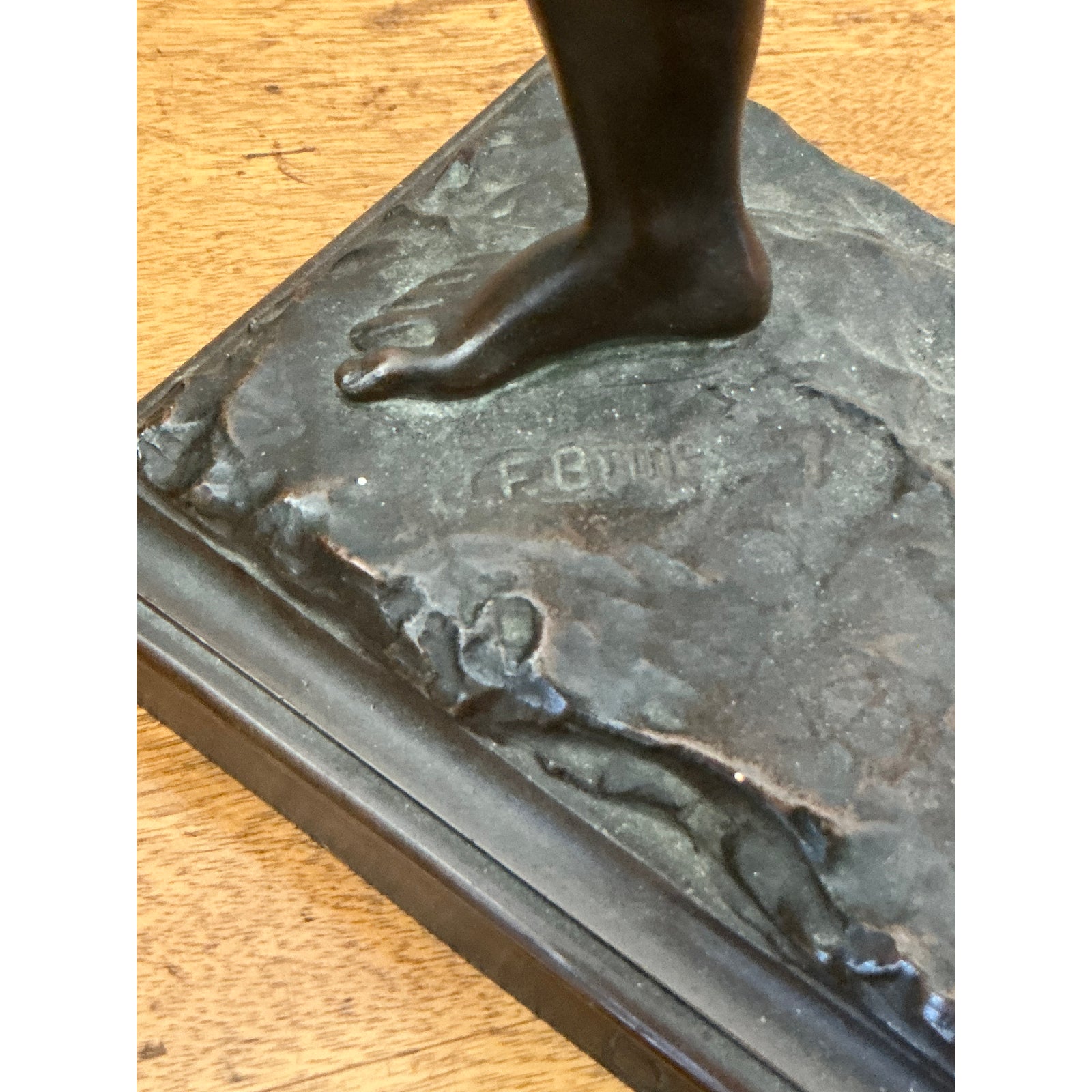 Vintage Boho Cast Bronze Figure of David - Top view