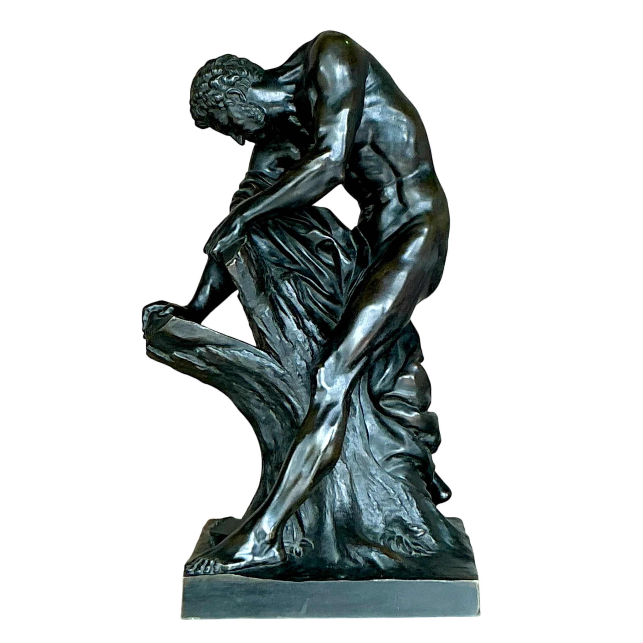 Vintage Boho Cast Bronze Milo of Croton Sculpture - Detail view