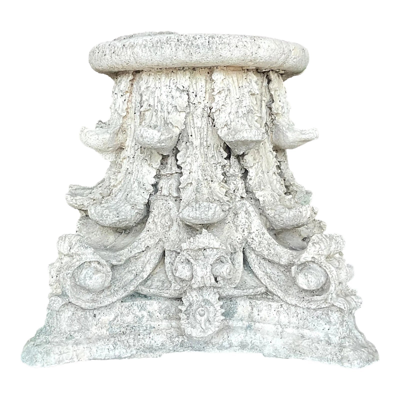 Vintage Boho Cast Concrete Corinthian Column Top