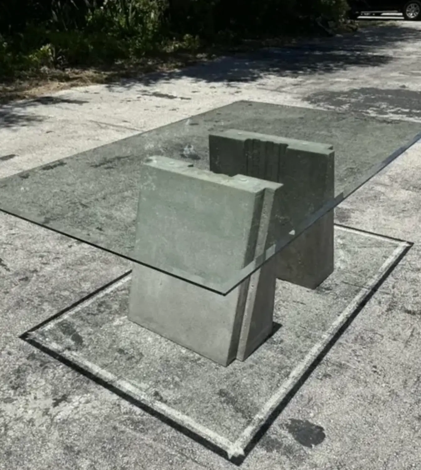 Vintage Boho Cast Concrete Dining Table - Top view