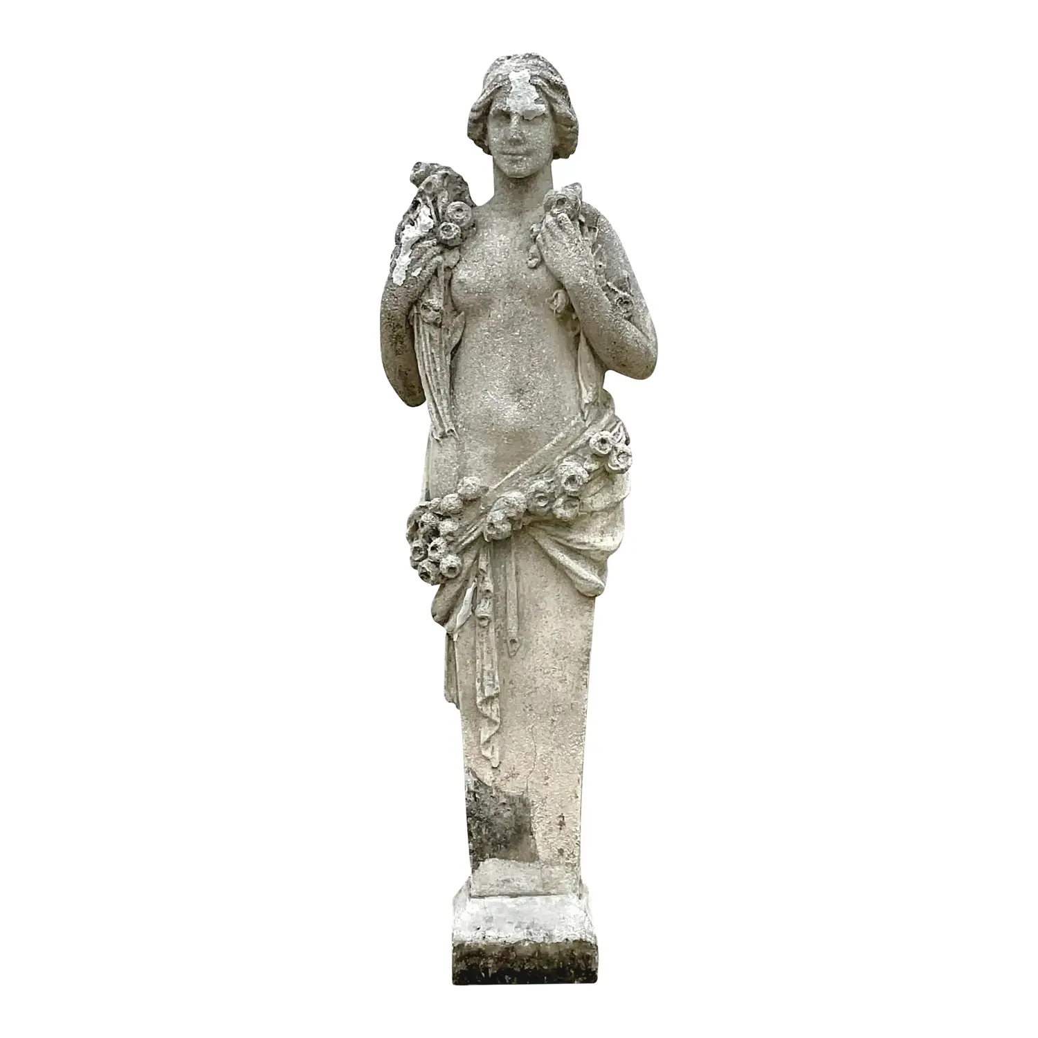 Vintage Boho Cast Concrete Four Seasons “Spring” Statue