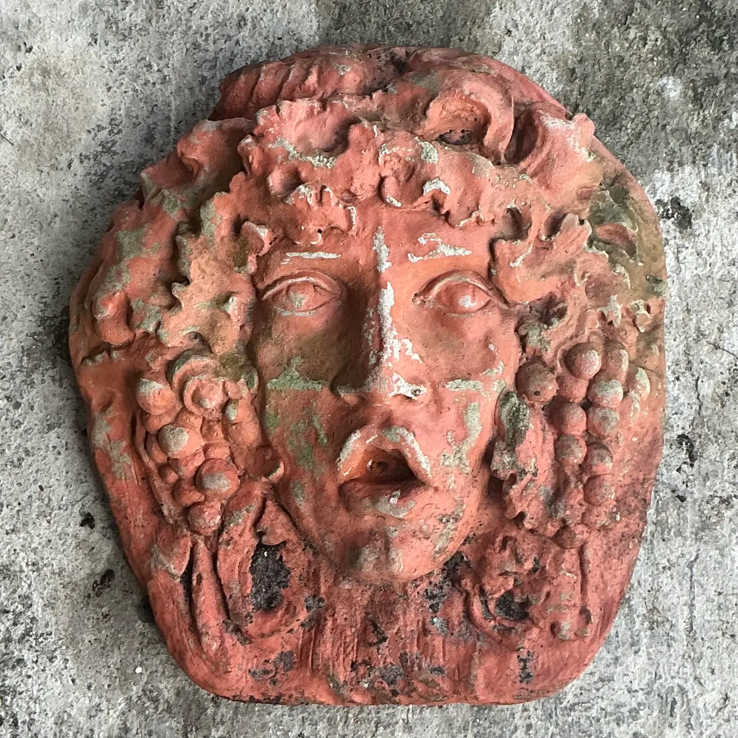 Vintage Boho Cast Concrete Goddess Wall Sculpture - Detail view