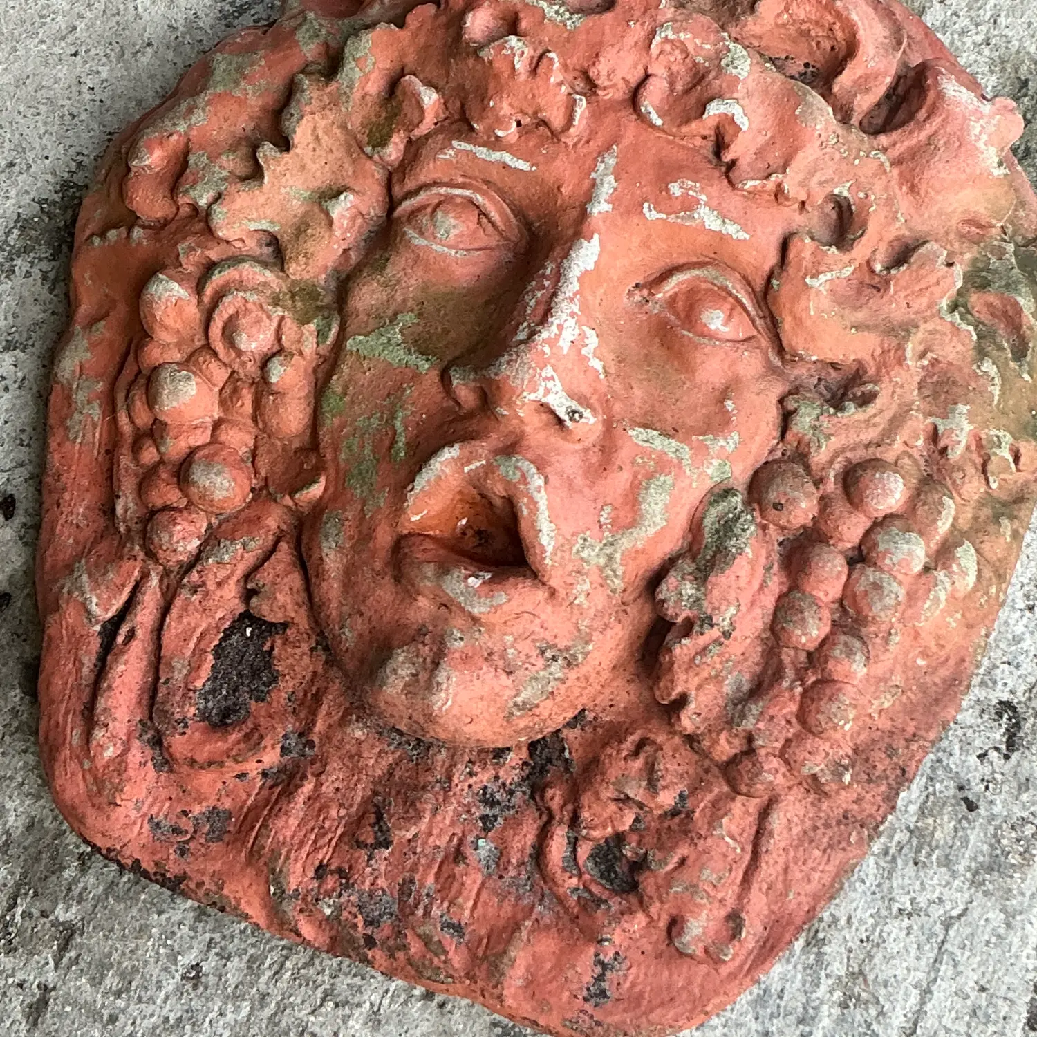 Vintage Boho Cast Concrete Goddess Wall Sculpture - Back view