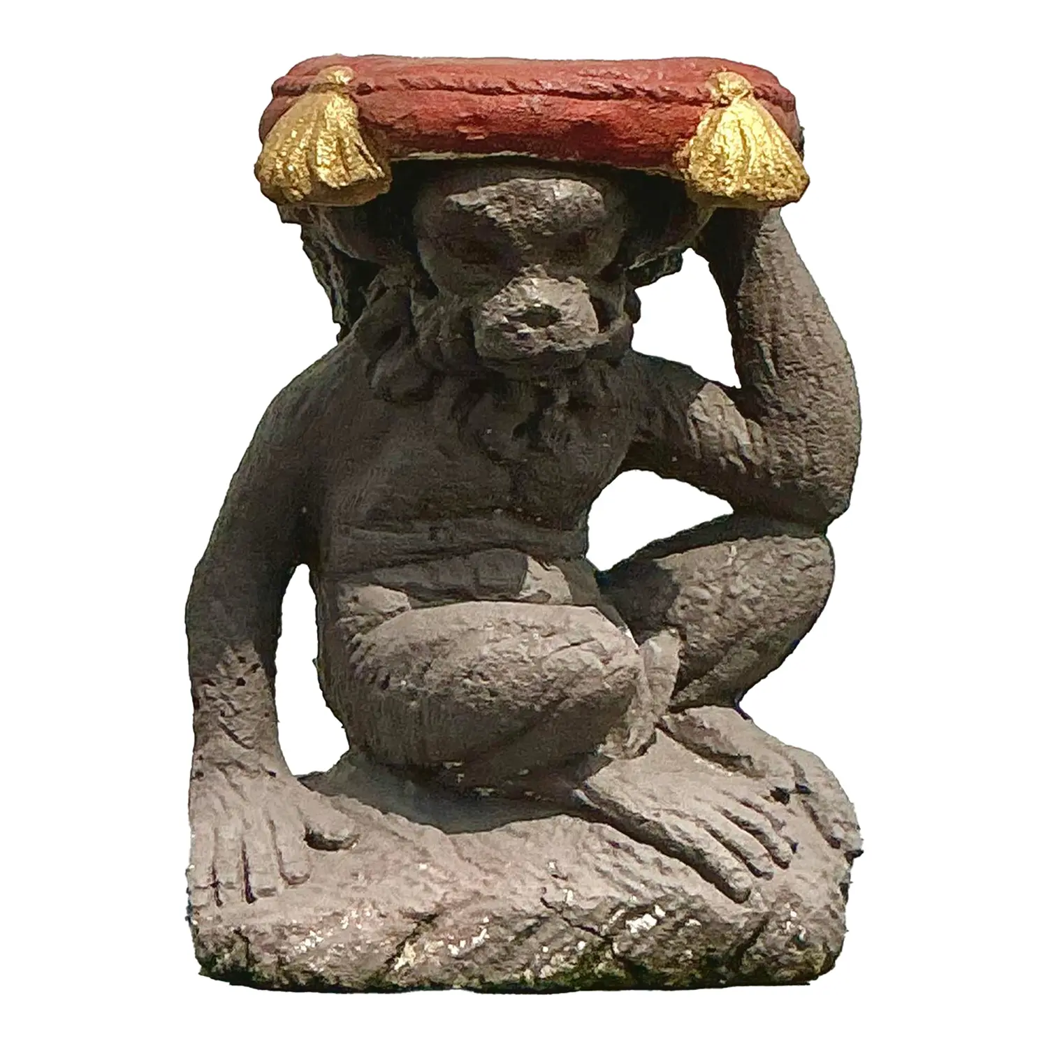 Vintage Boho Cast Concrete Monkey Low Stool
