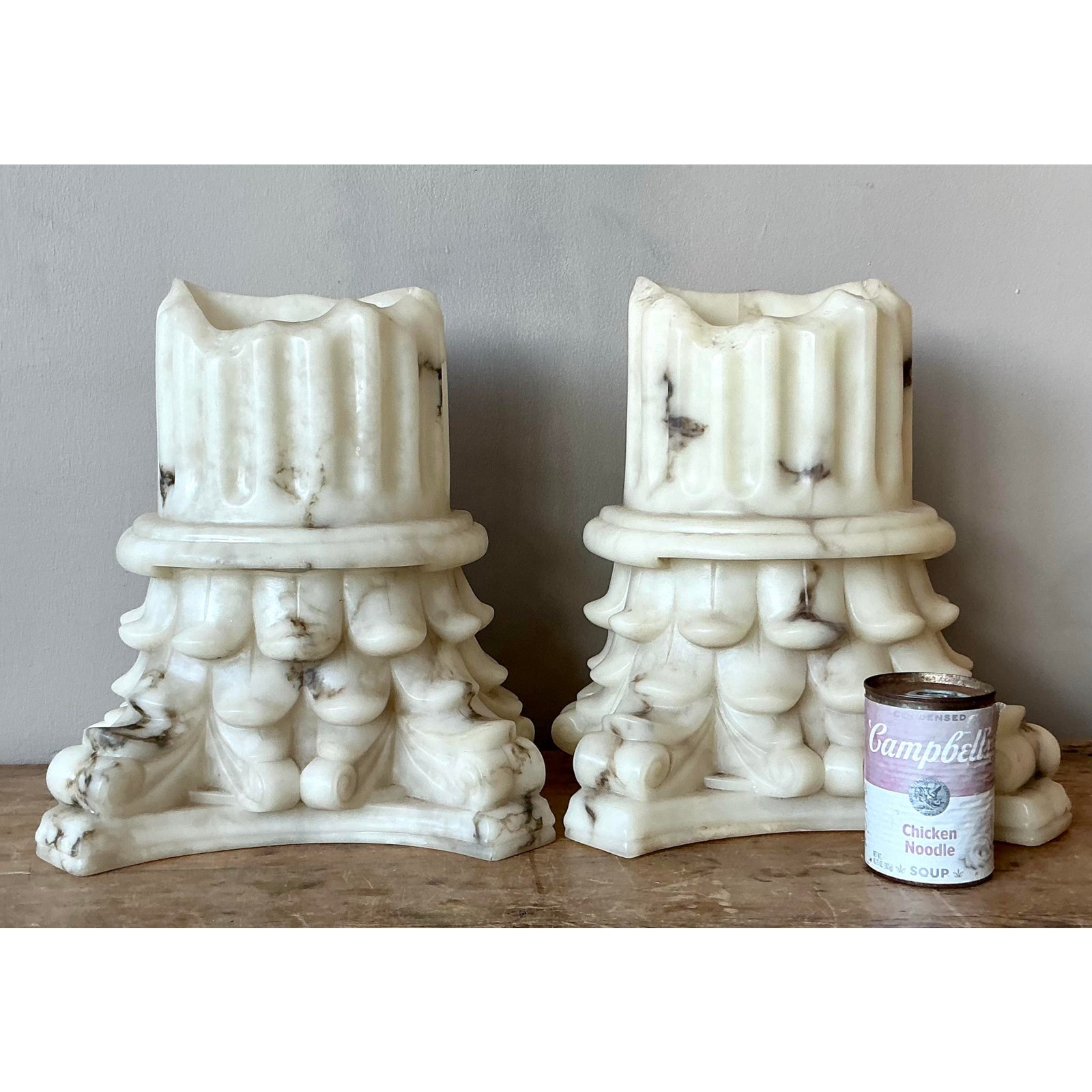 Vintage Boho Cast Resin Column Sconce - A Pair - Top view