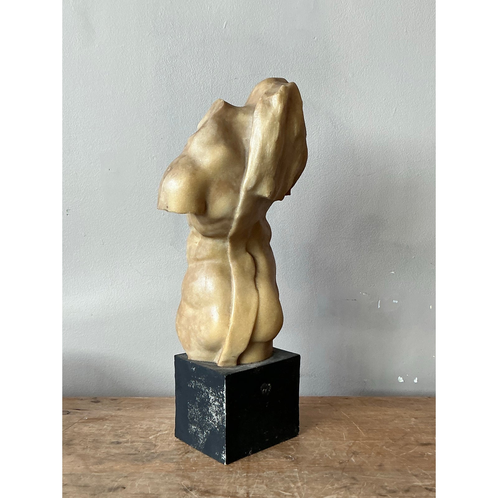 Vintage Boho Cast Resin Sculpture of Man - Detail view