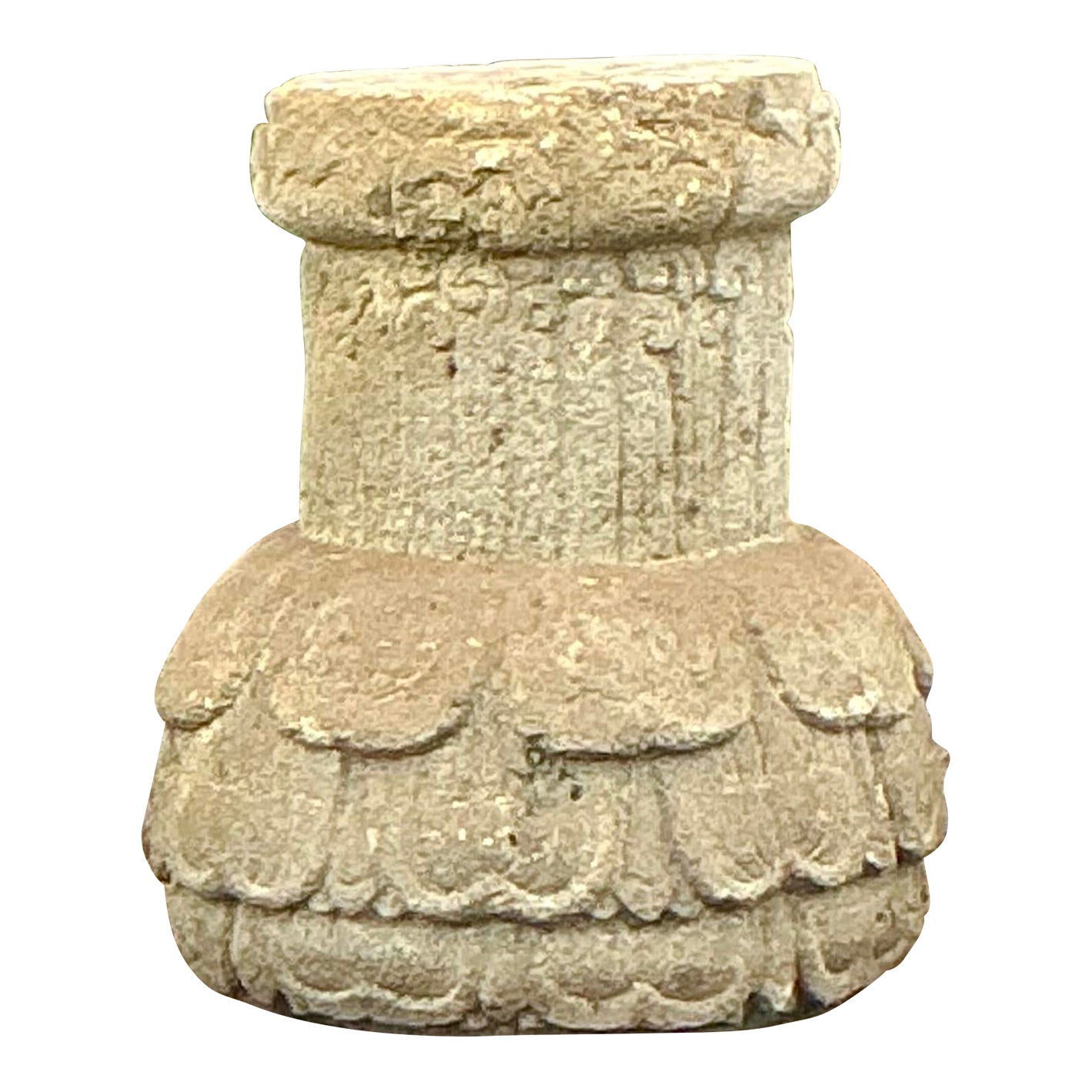Vintage Boho Cast Stone Pedestal - Detail view