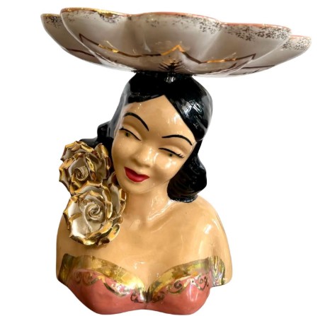 Vintage Boho Ceramic Figurative Bowl - Detail view
