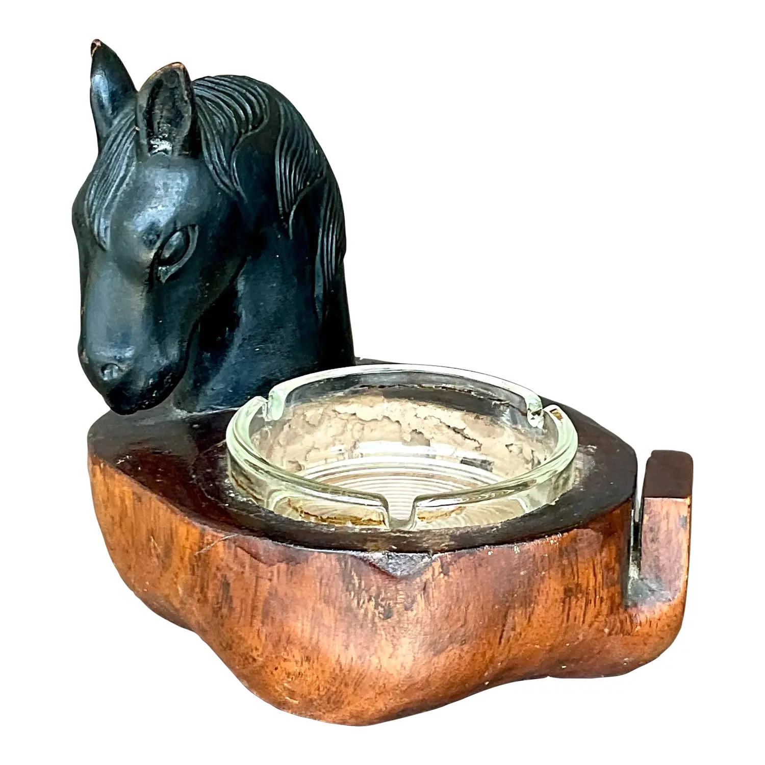 Vintage Boho Ceramic Horsehead Ashtray