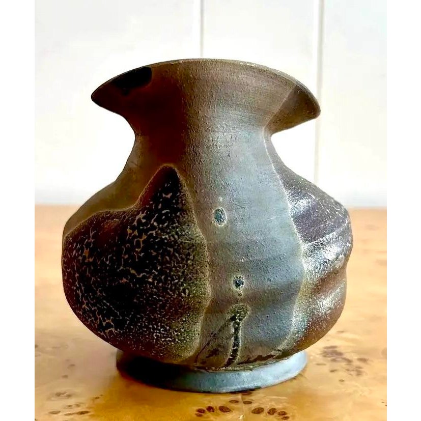 Vintage Boho Ceramic Vessel - Side view