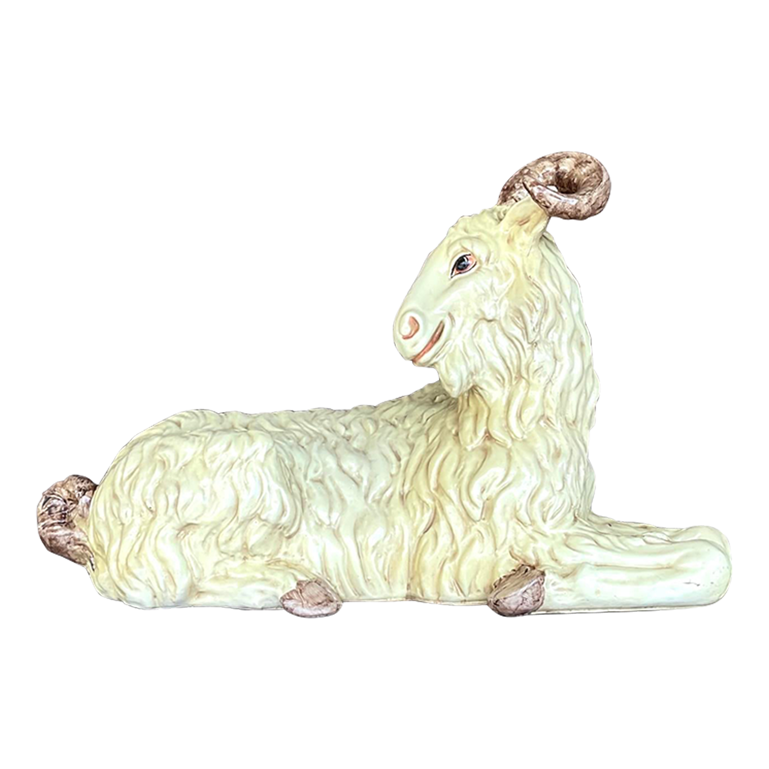 Vintage Boho Chalkware Big Horn Ram - Detail view