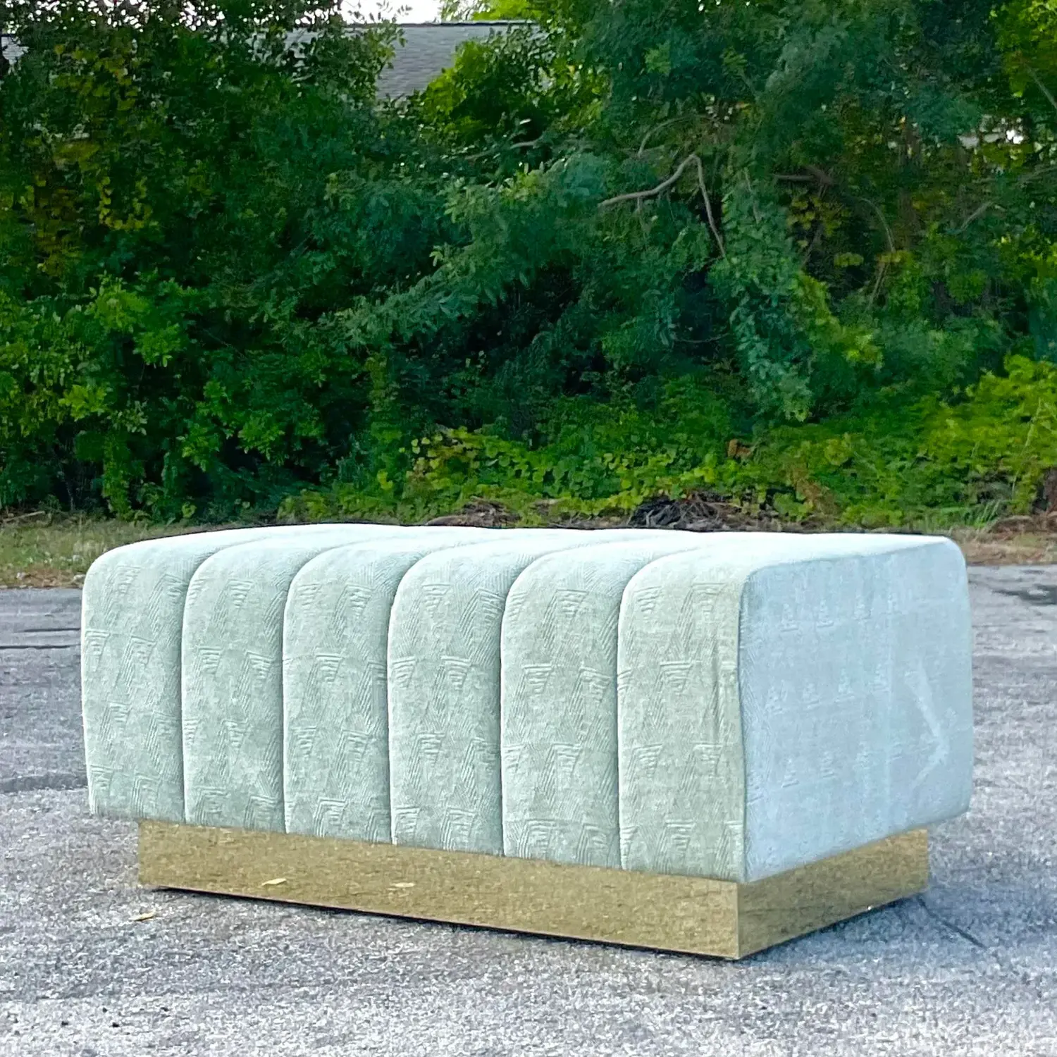 Vintage Boho Channel Tufted Ottoman - Top view