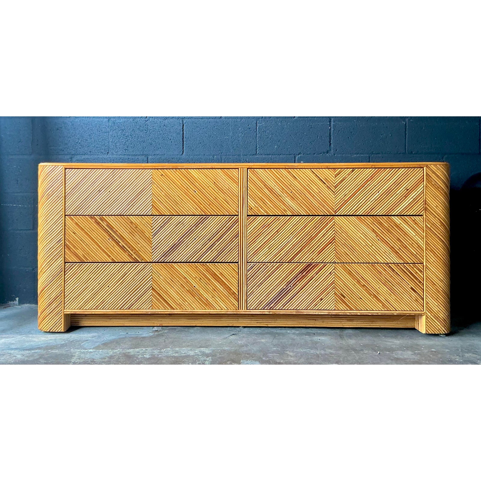 Vintage Boho Chevron Pencil Reed Dresser - Detail view
