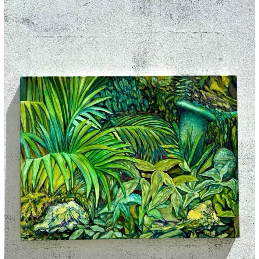 Vintage Boho Chic Landscape Painting - Detail view