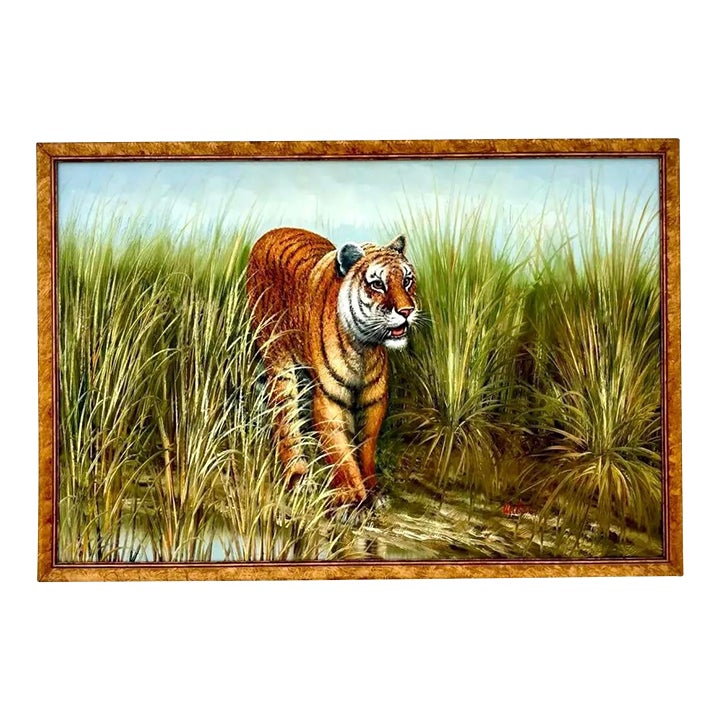 Vintage Boho Chic Tiger on the Prowl Painting