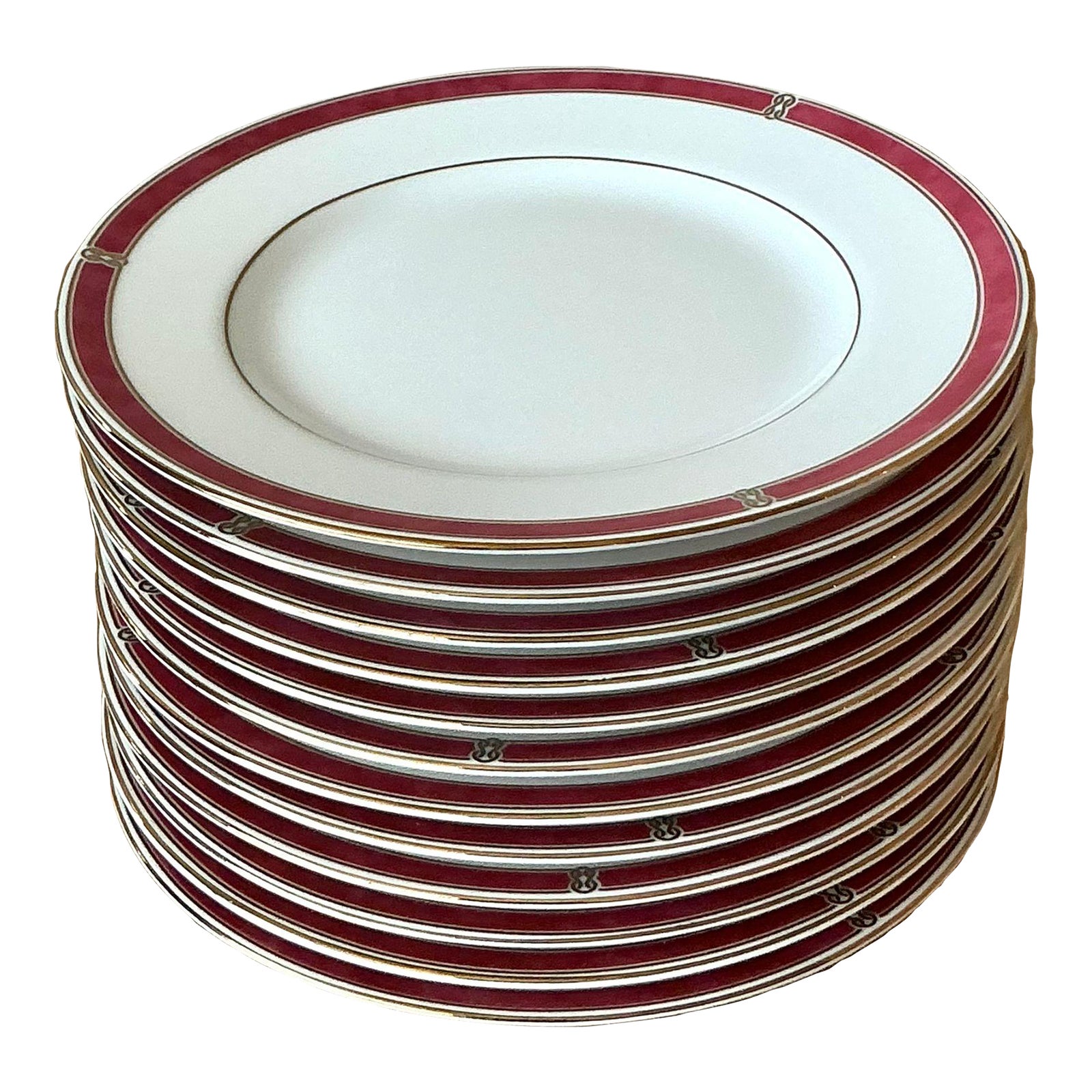 Vintage Boho Christofle "Oceana Red" Salad Plates - Set of 12