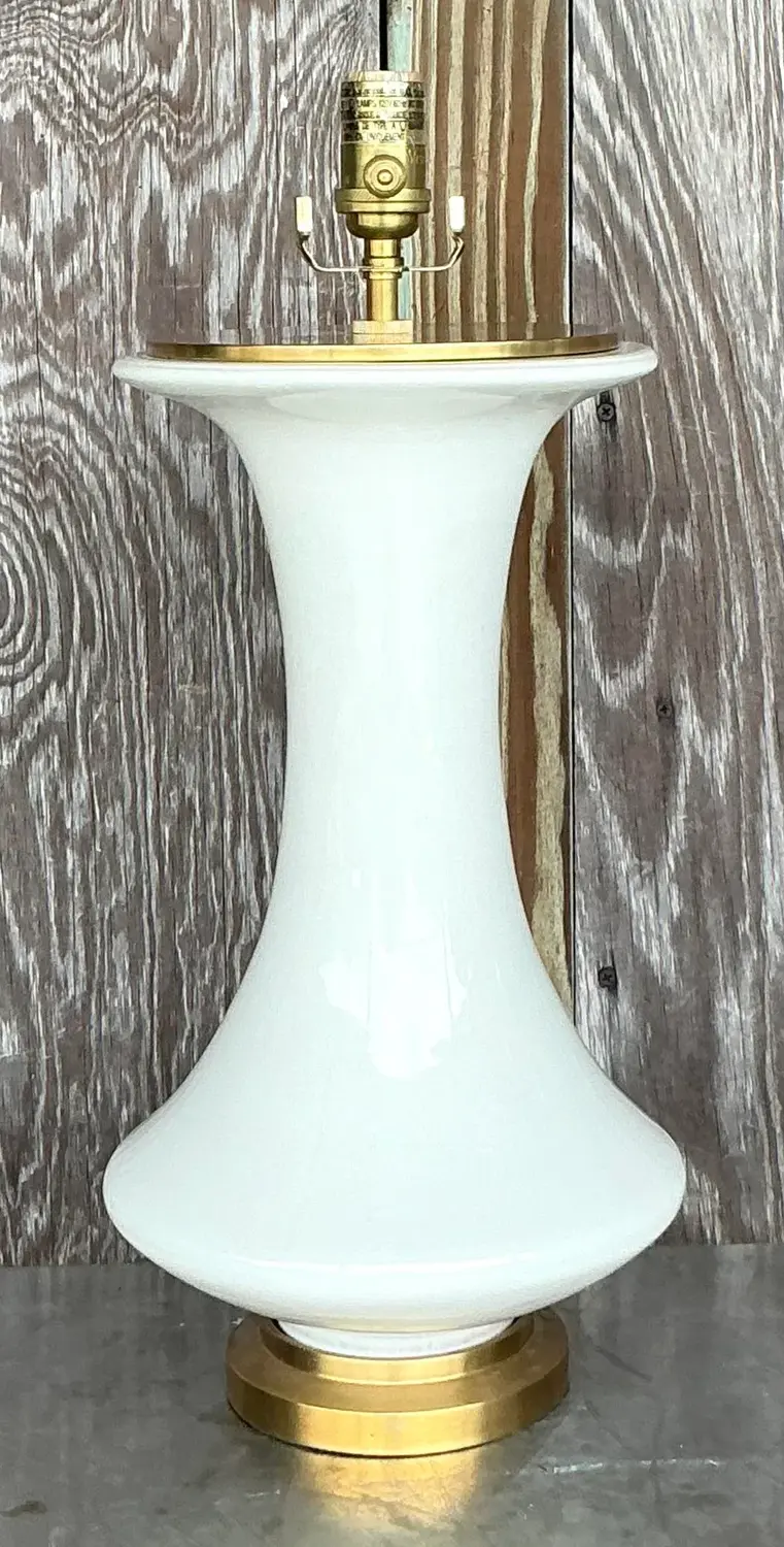 Vintage Boho Christopher Spitzmiller for Visual Comfort Glazed Ceramic Lamp - Detail view