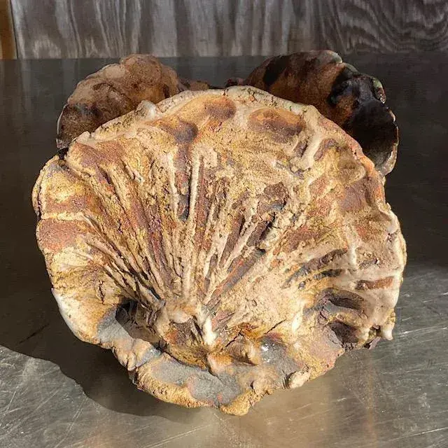 Vintage Boho Coastal Studio Pottery Vase - Top view