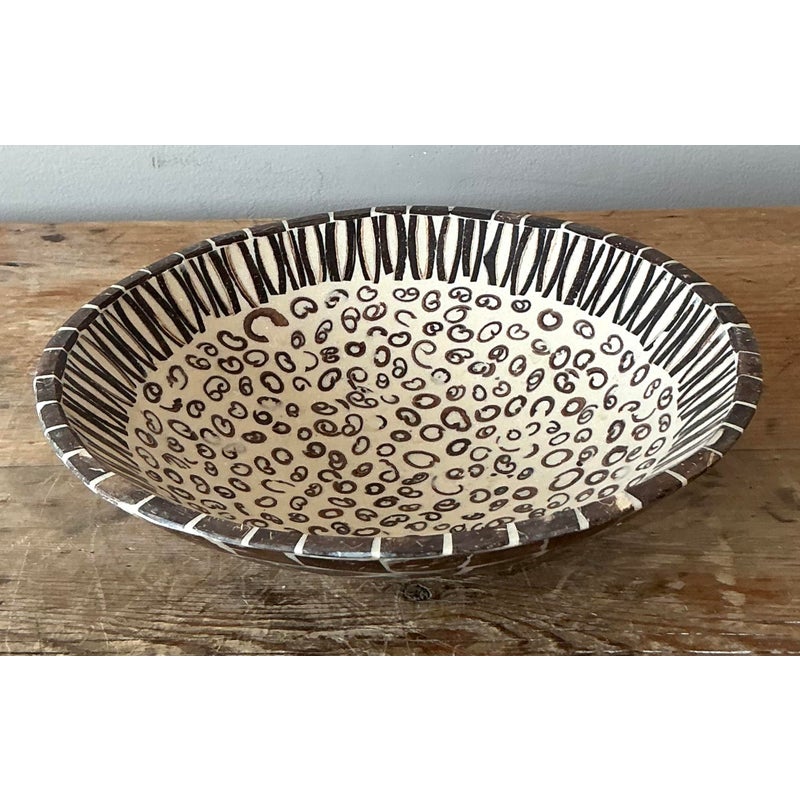 Vintage Boho Coconut Shell Bowl - Back view