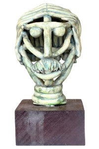 Vintage Boho Coiled Clay Bust Of Man - Detail view