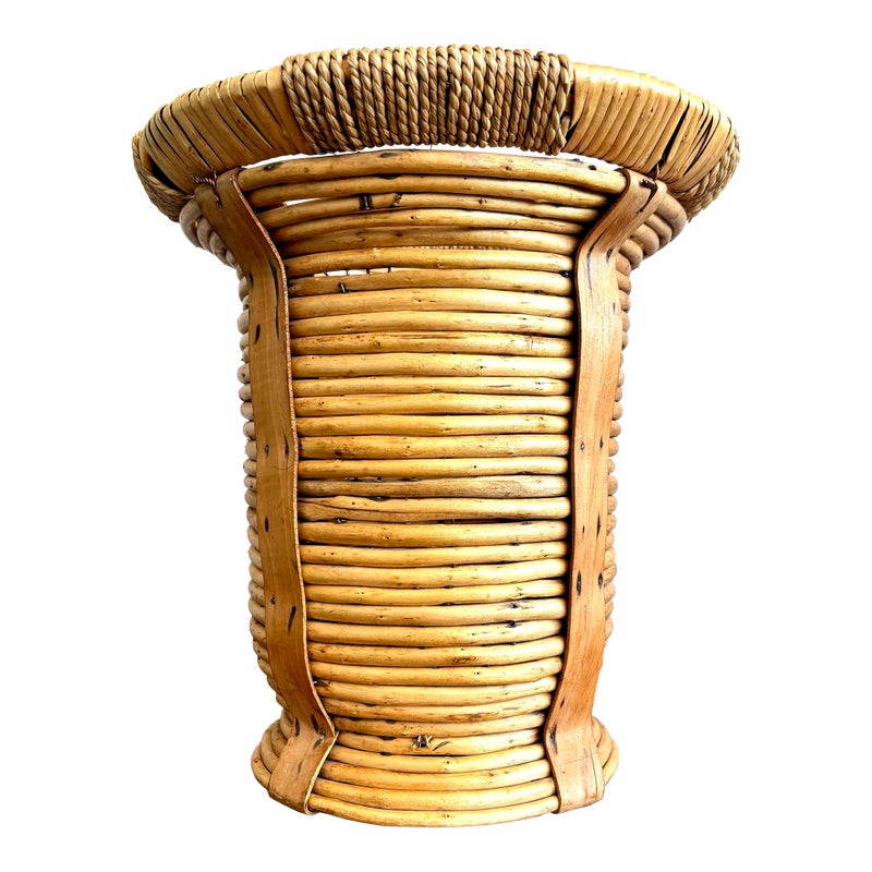 Vintage Boho Coiled Pencil Reed Vase - Detail view